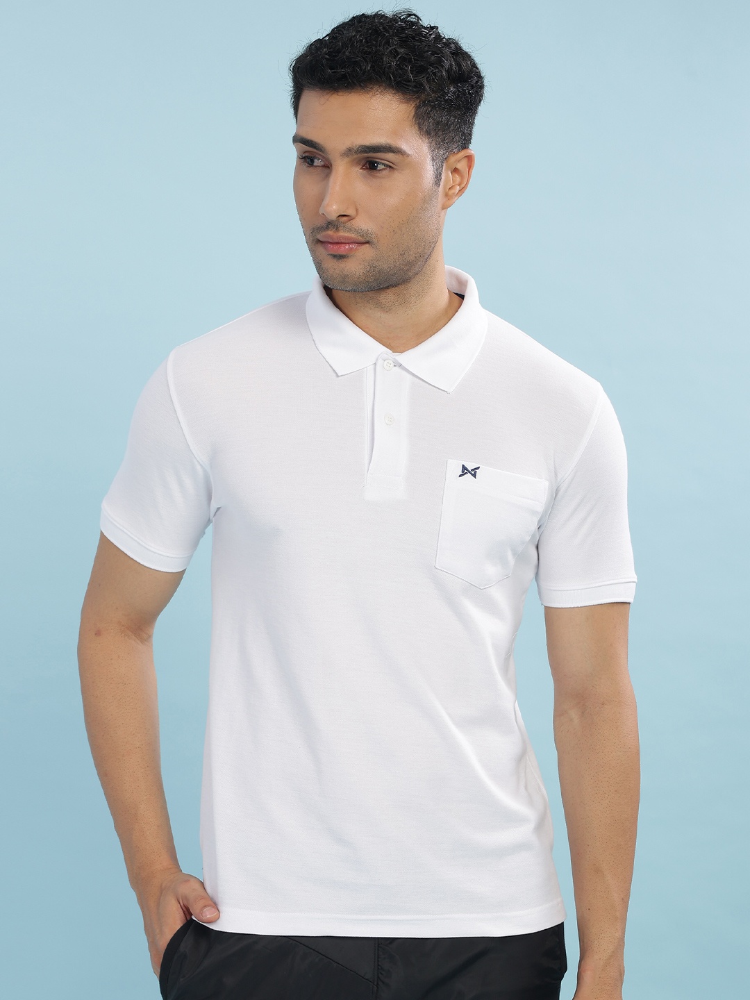 

Force NXT Men Solid Polo Collar Super Combed Cotton T-Shirt, White