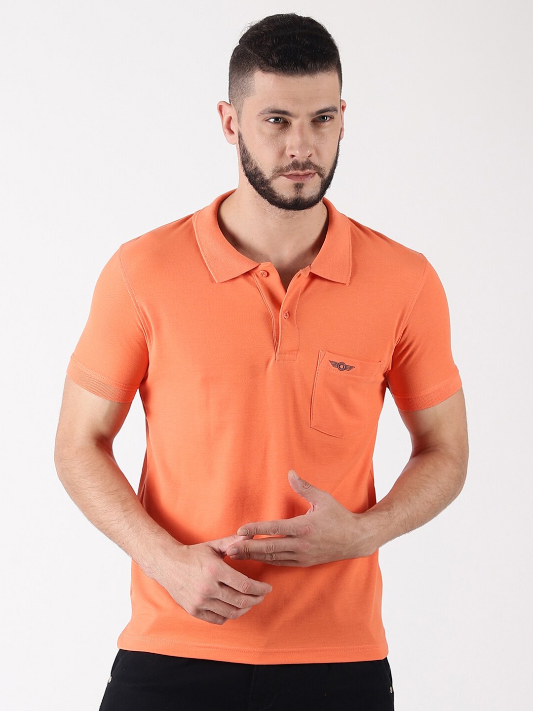 

Force NXT Men Polo Collar Super Combed Cotton T-Shirt, Orange