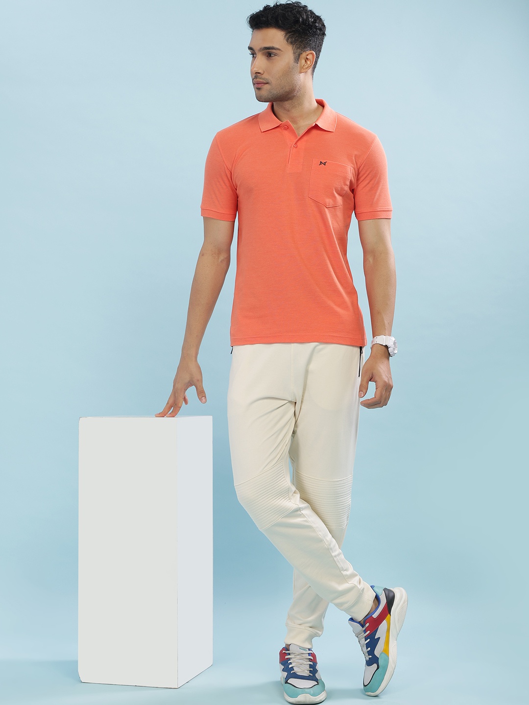 

Force NXT Men Polo Collar Super Combed Cotton T-Shirt, Orange