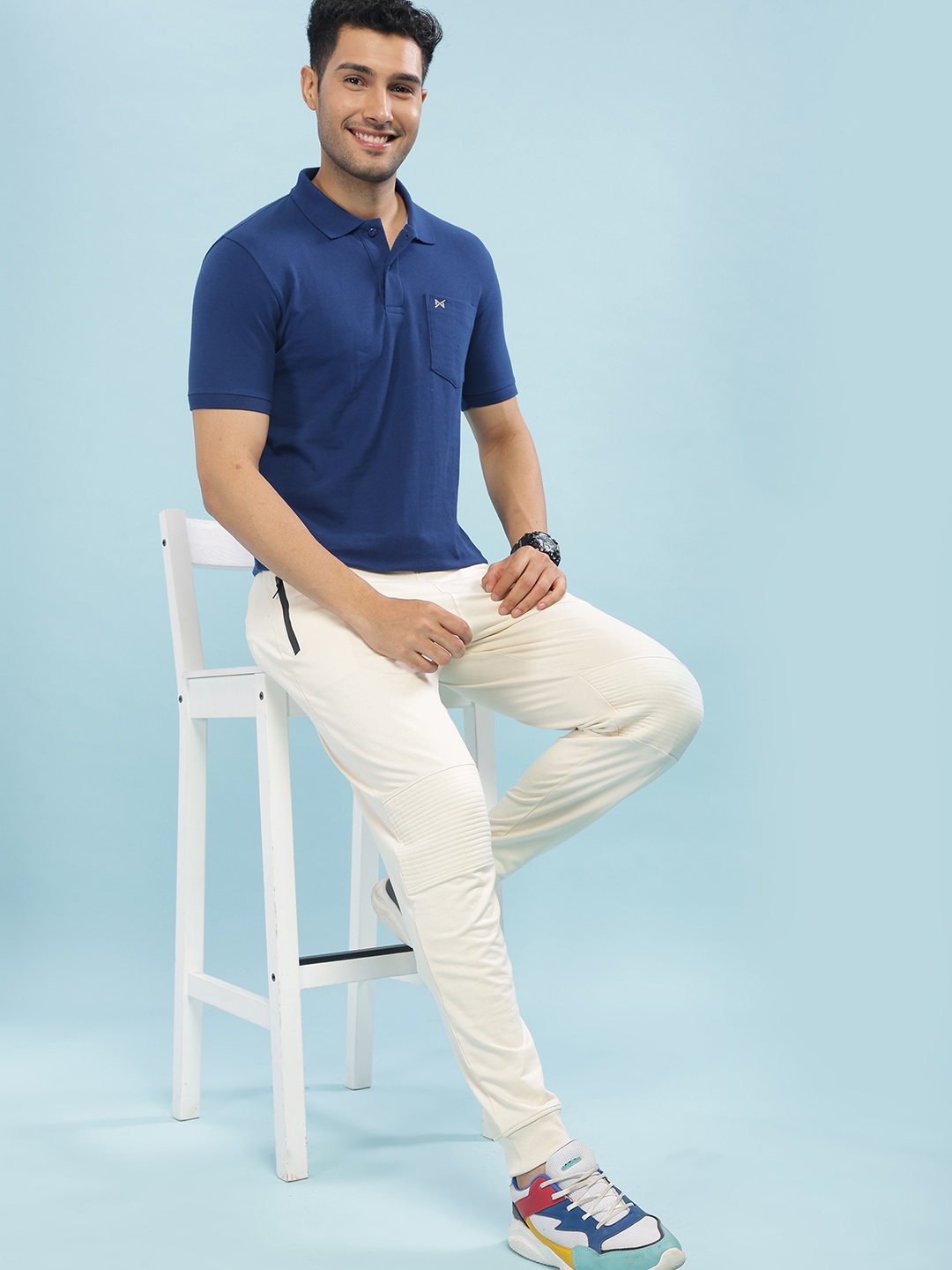 

Force NXT Men Solid Polo Collar Super Combed Cotton T-shirt, Blue