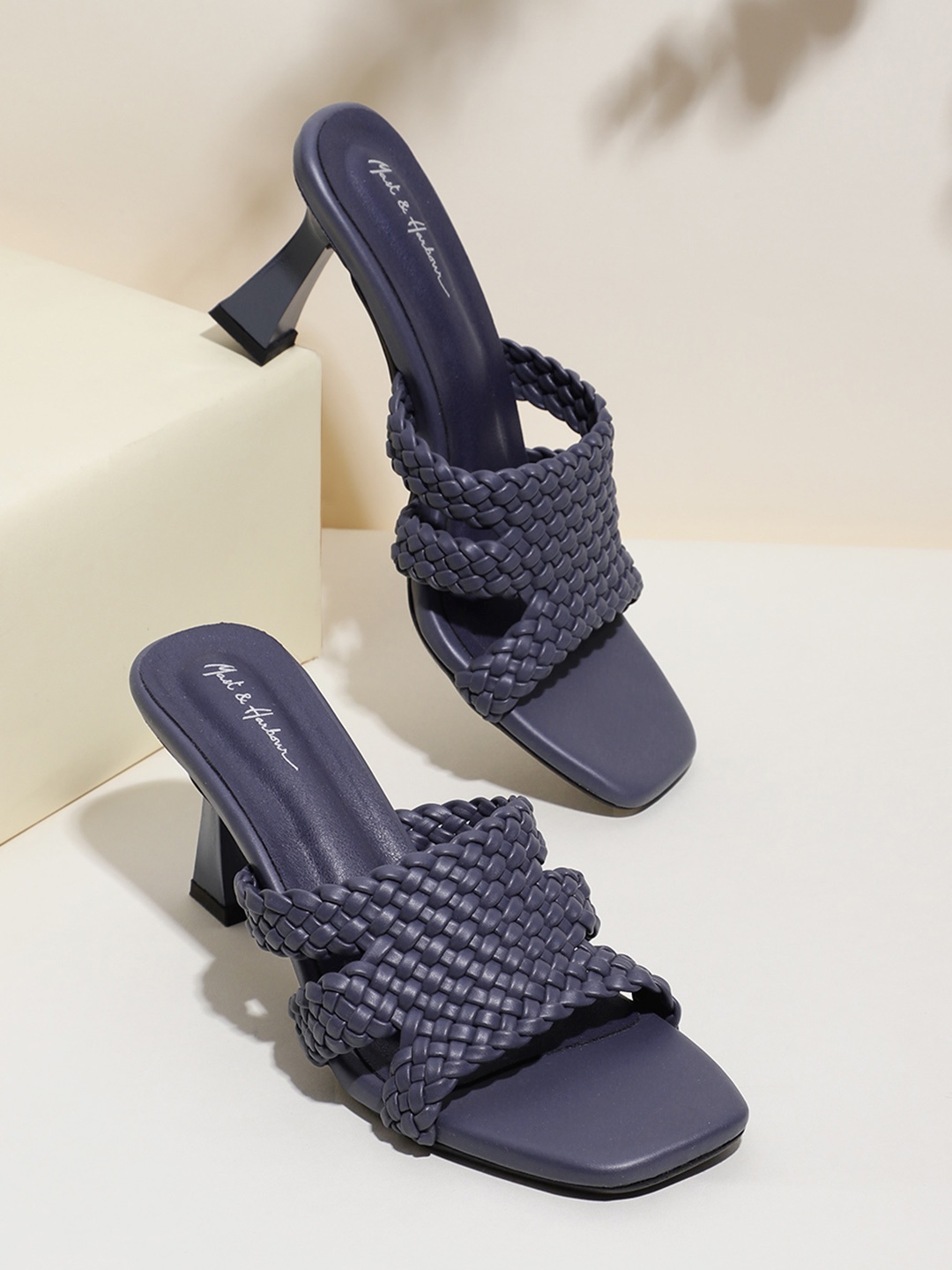 

Mast & Harbour Women Navy Blue Basketweave Slim Heels
