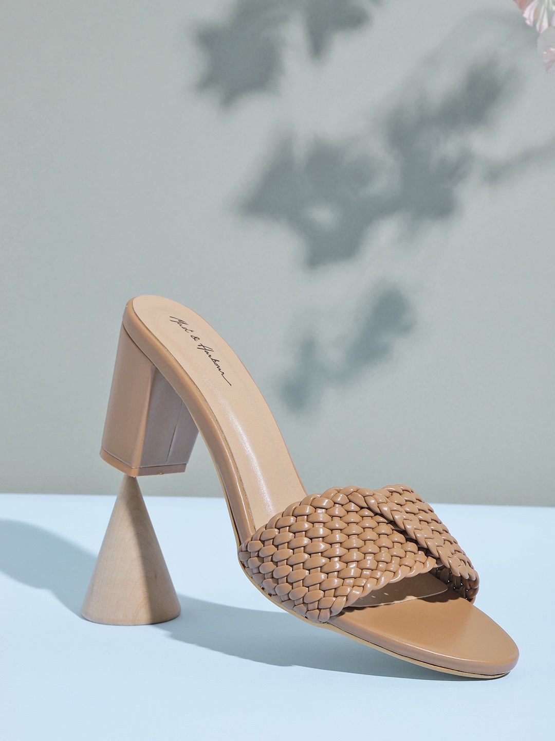 

Mast & Harbour Brown Woven Design Block Heels