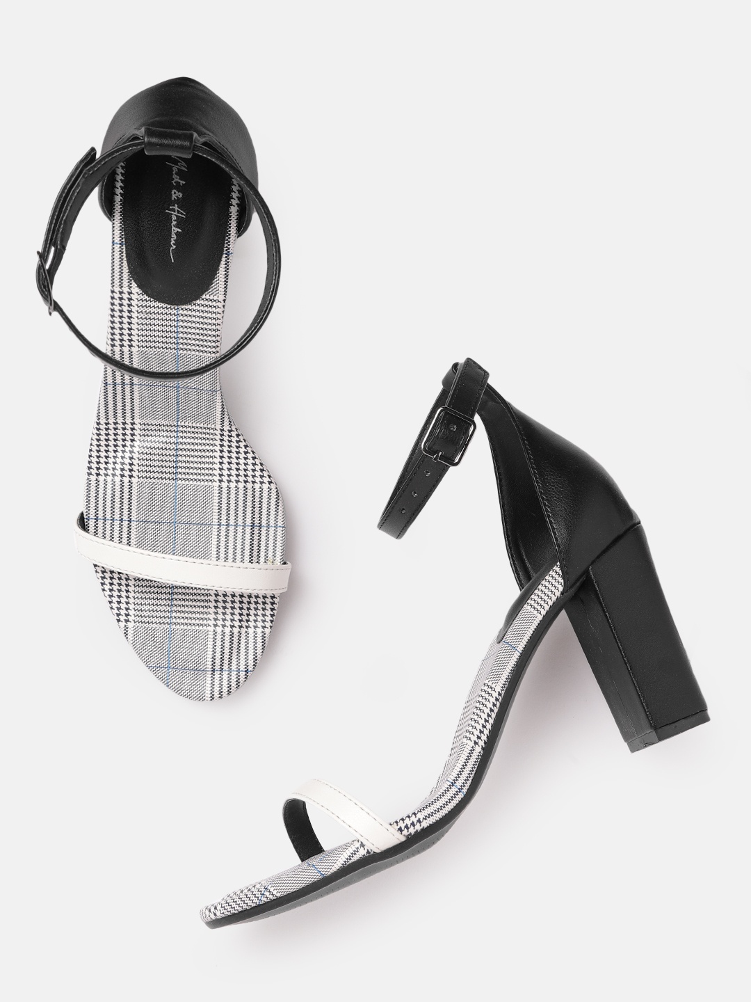 

Mast & Harbour Women Black & White Solid Block Heels