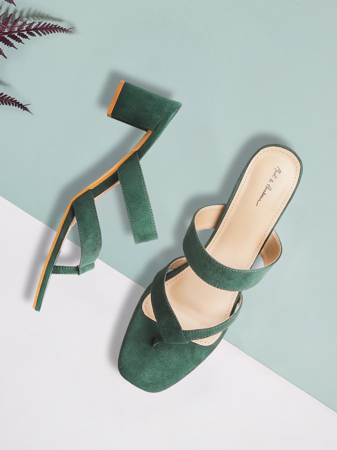 

Mast & Harbour Green Solid Block Heels