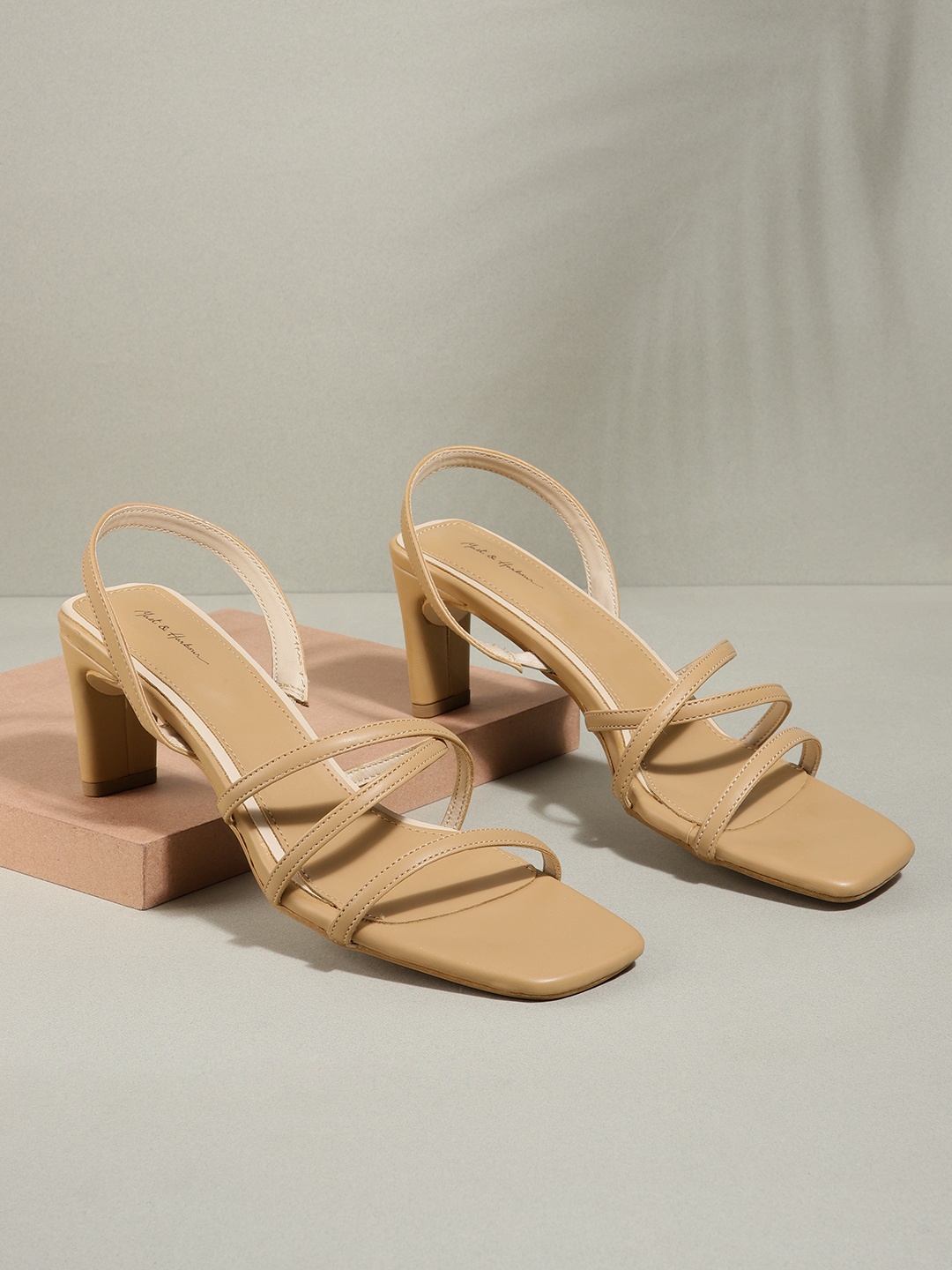 

Mast & Harbour Women Beige Solid Block Heels