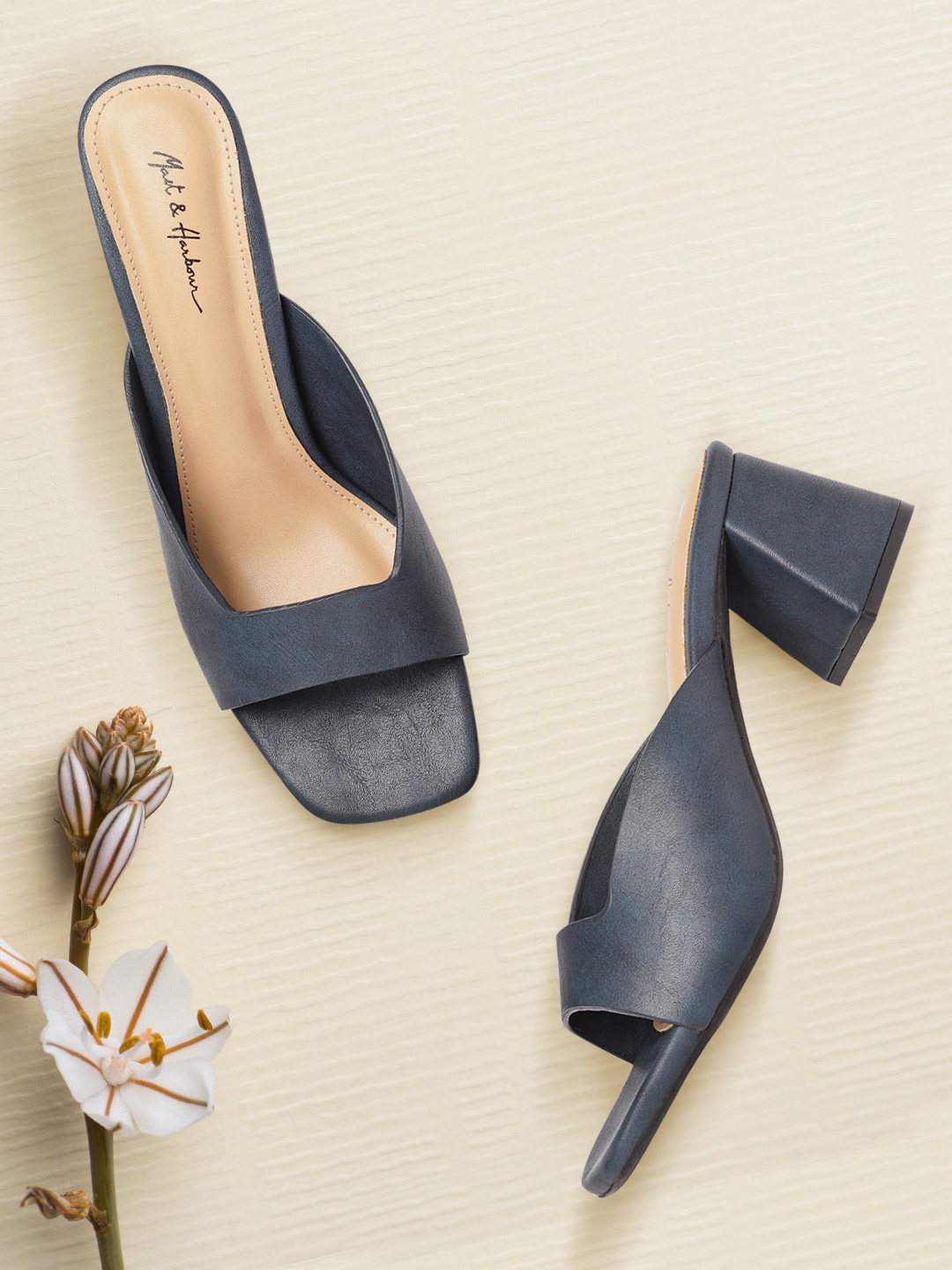 

Mast & Harbour Navy Blue Solid Block Heels
