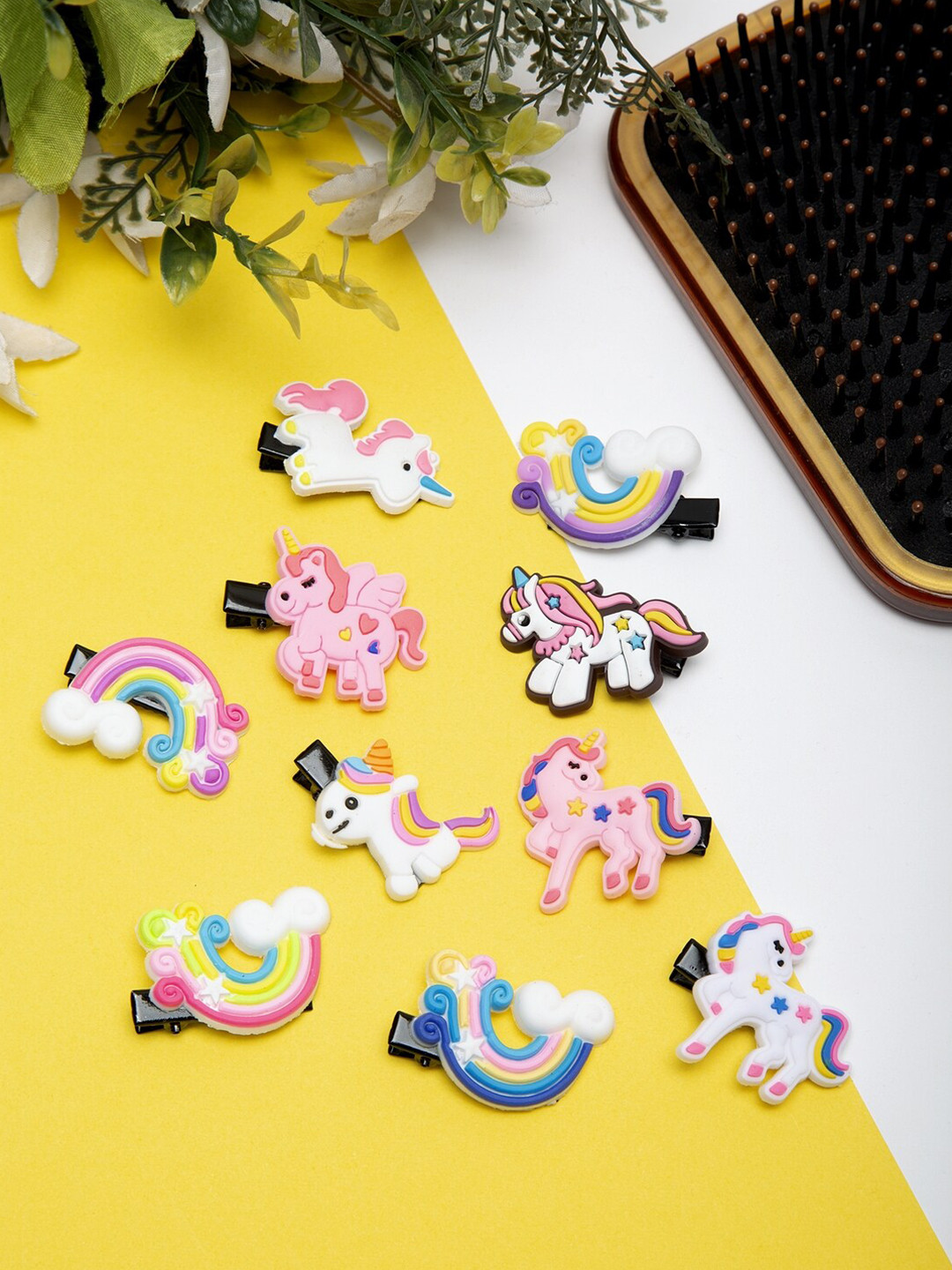 

YouBella Women Pack Of 10 Multi-Colored Unicorn Style Hair Clips, Blue