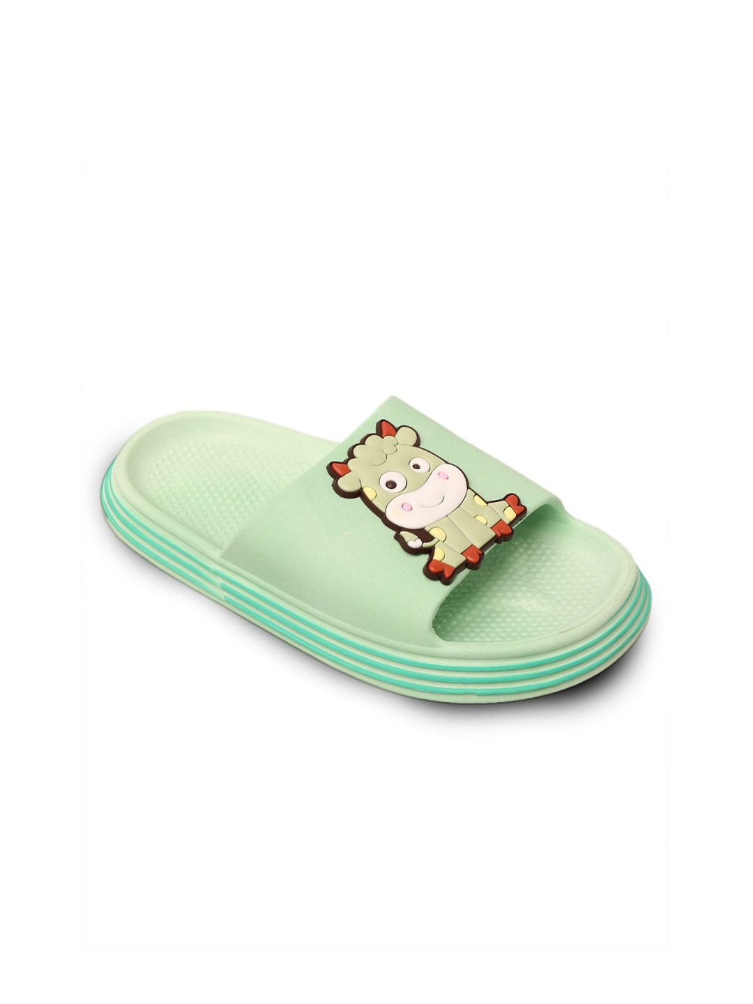 

Yellow Bee Boys Green & Red Cow Patch Printed Sliders