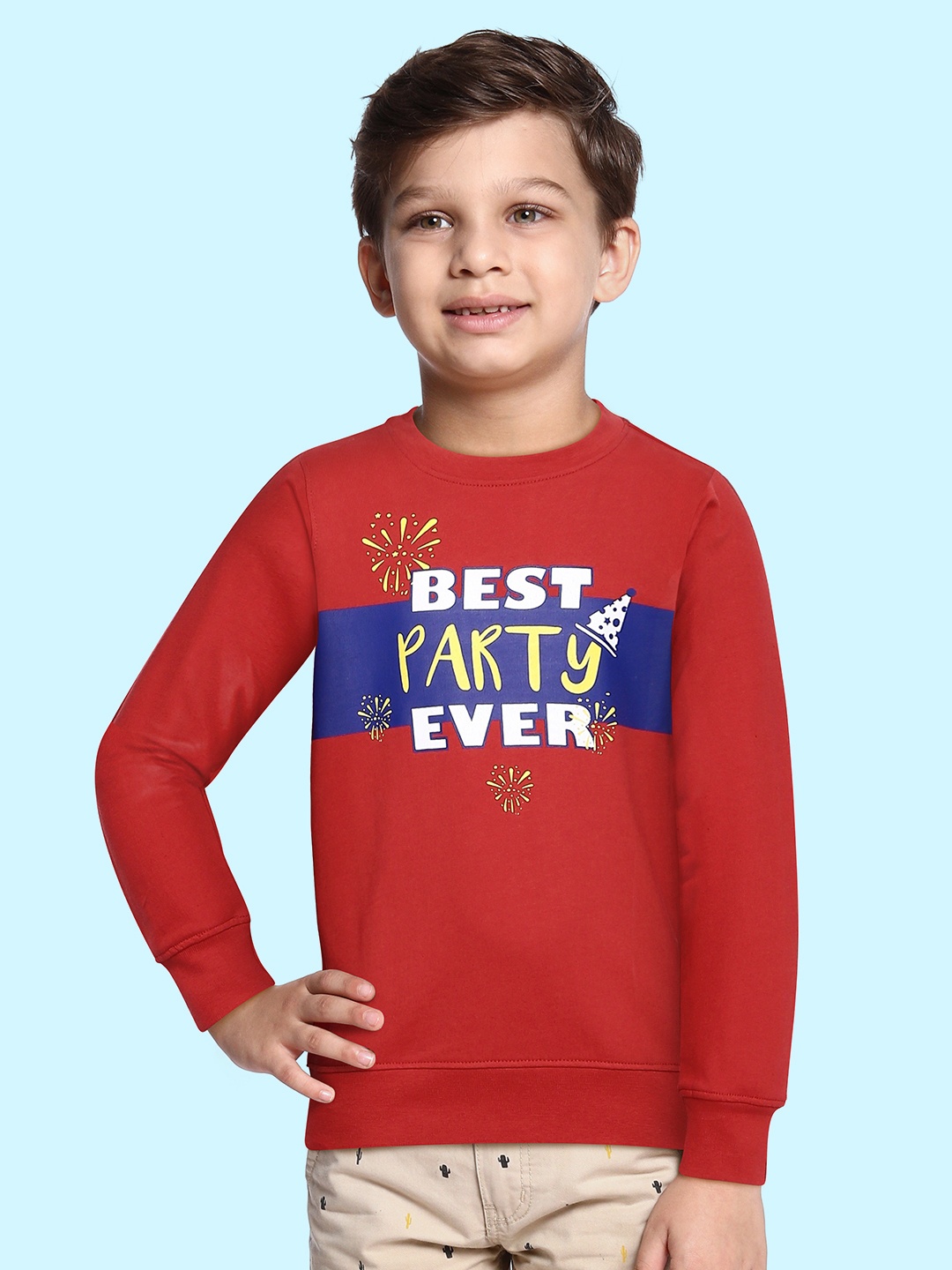 

Miss & Chief Boys Red Pure Cotton Printed Sweatshirt