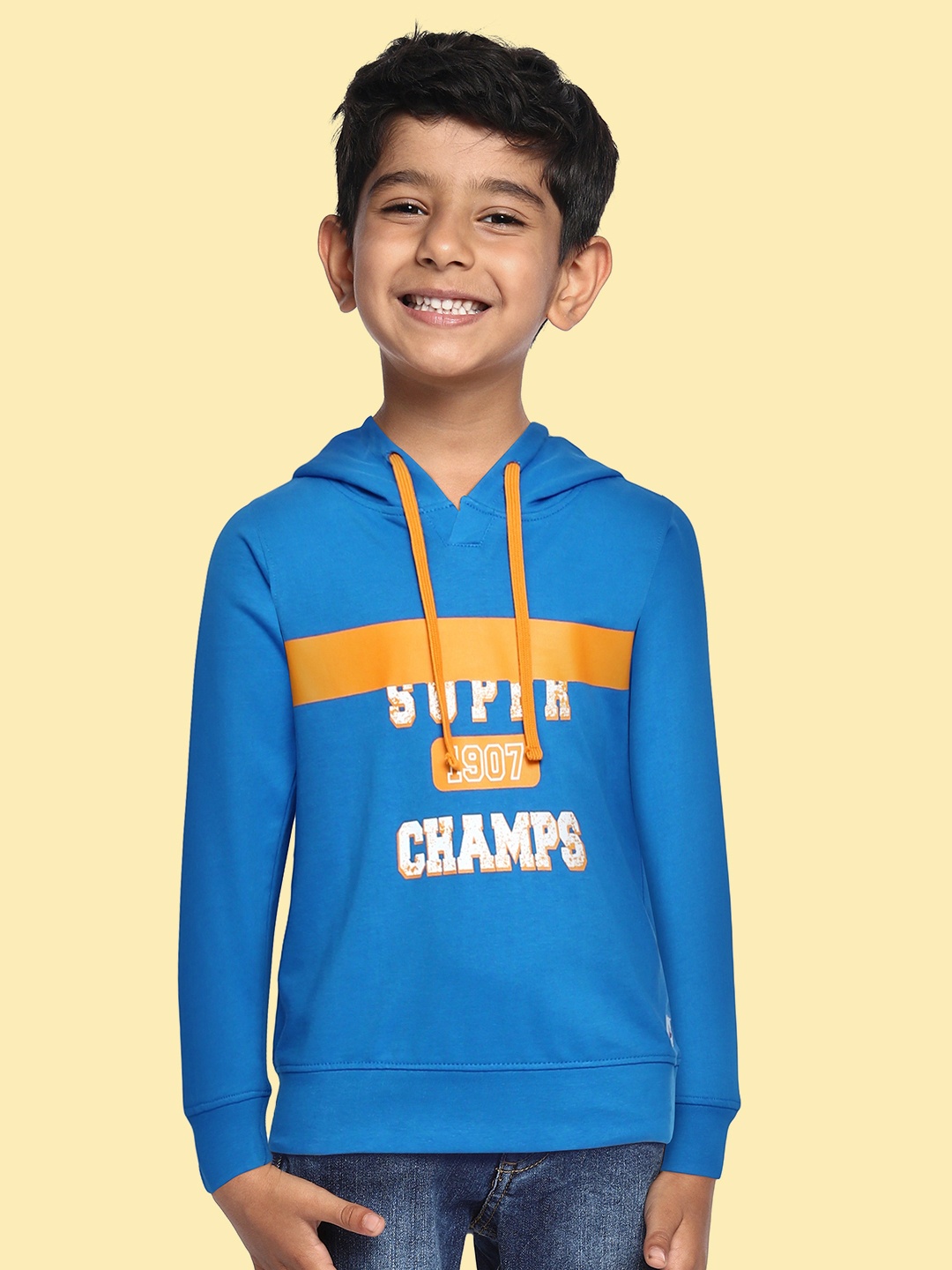 

Miss & Chief Boys Blue & Orange Pure Cotton Printed Sweatshirt