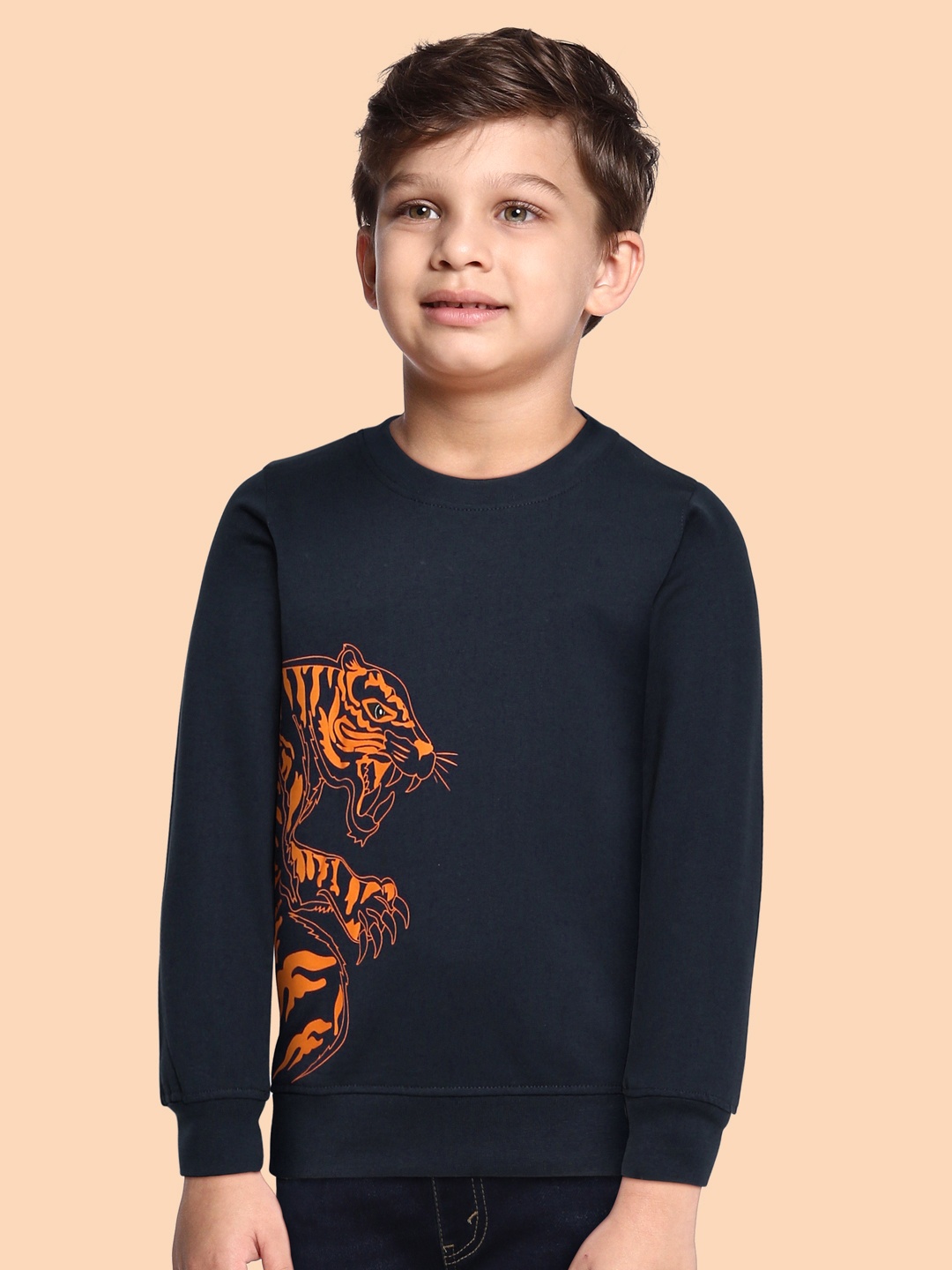 

Miss & Chief Boys Navy Blue Pure Cotton Printed Sweatshirt