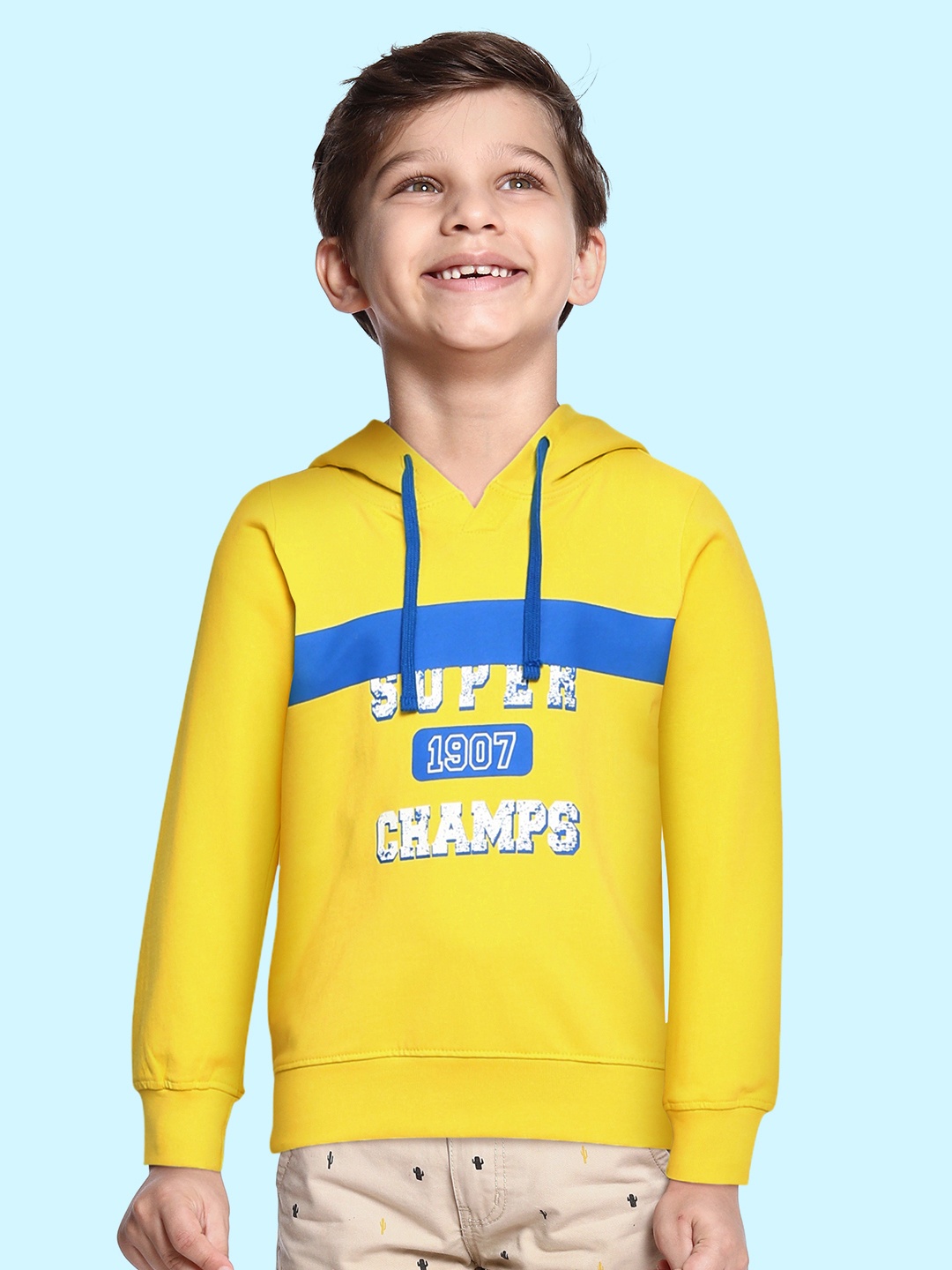 

Miss & Chief Boys Yellow Pure Cotton Printed Sweatshirt
