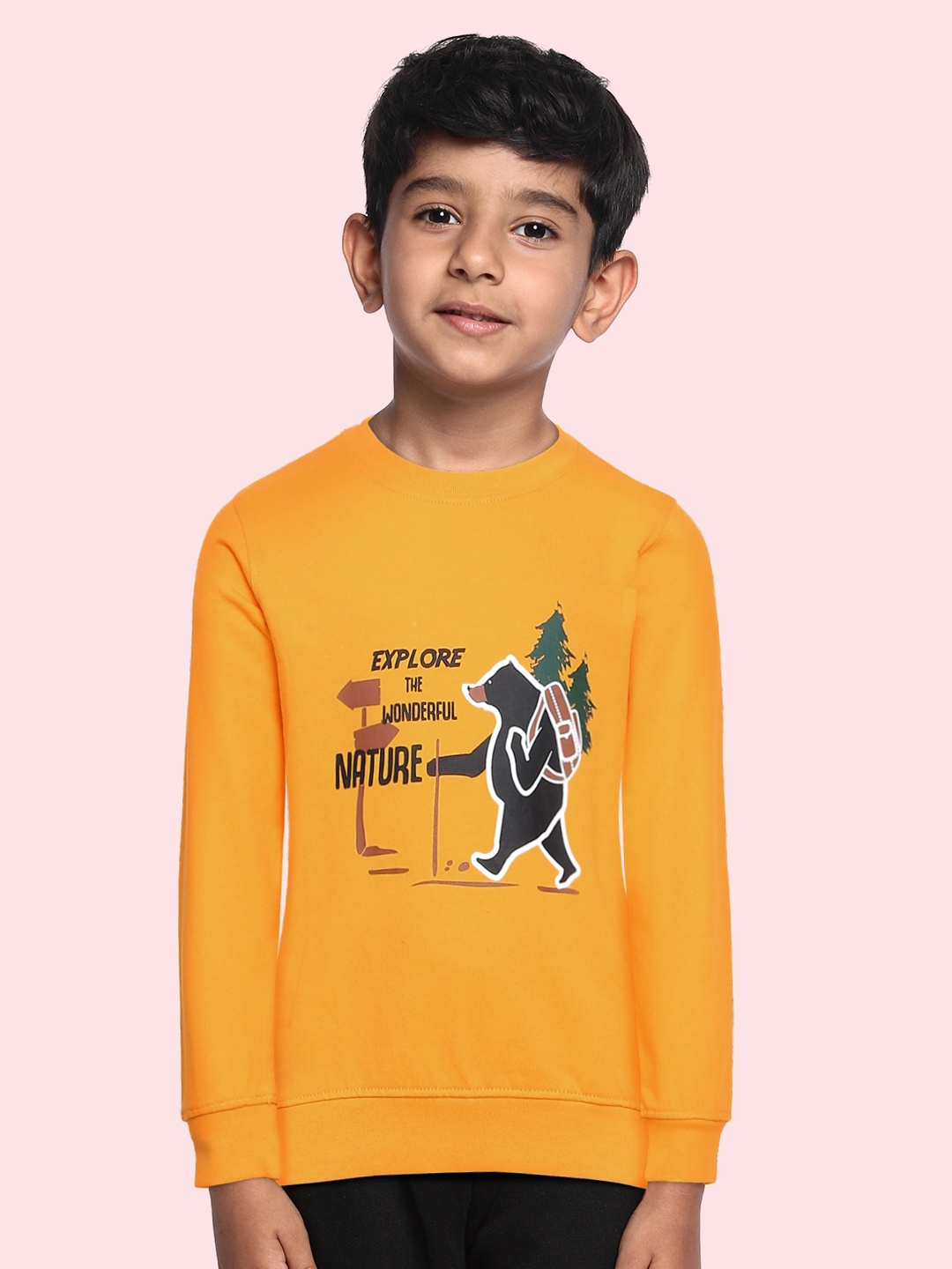

Miss & Chief Boys Yellow Pure Cotton Printed Sweatshirt