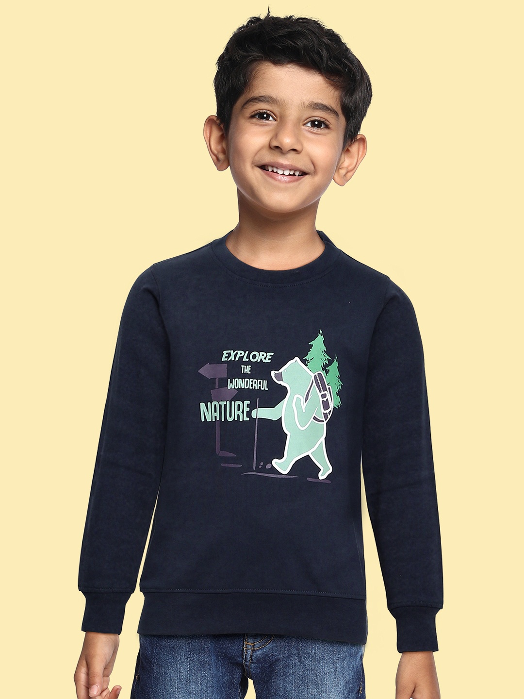

Miss & Chief Boys Blue Printed Pure Cotton Sweatshirt