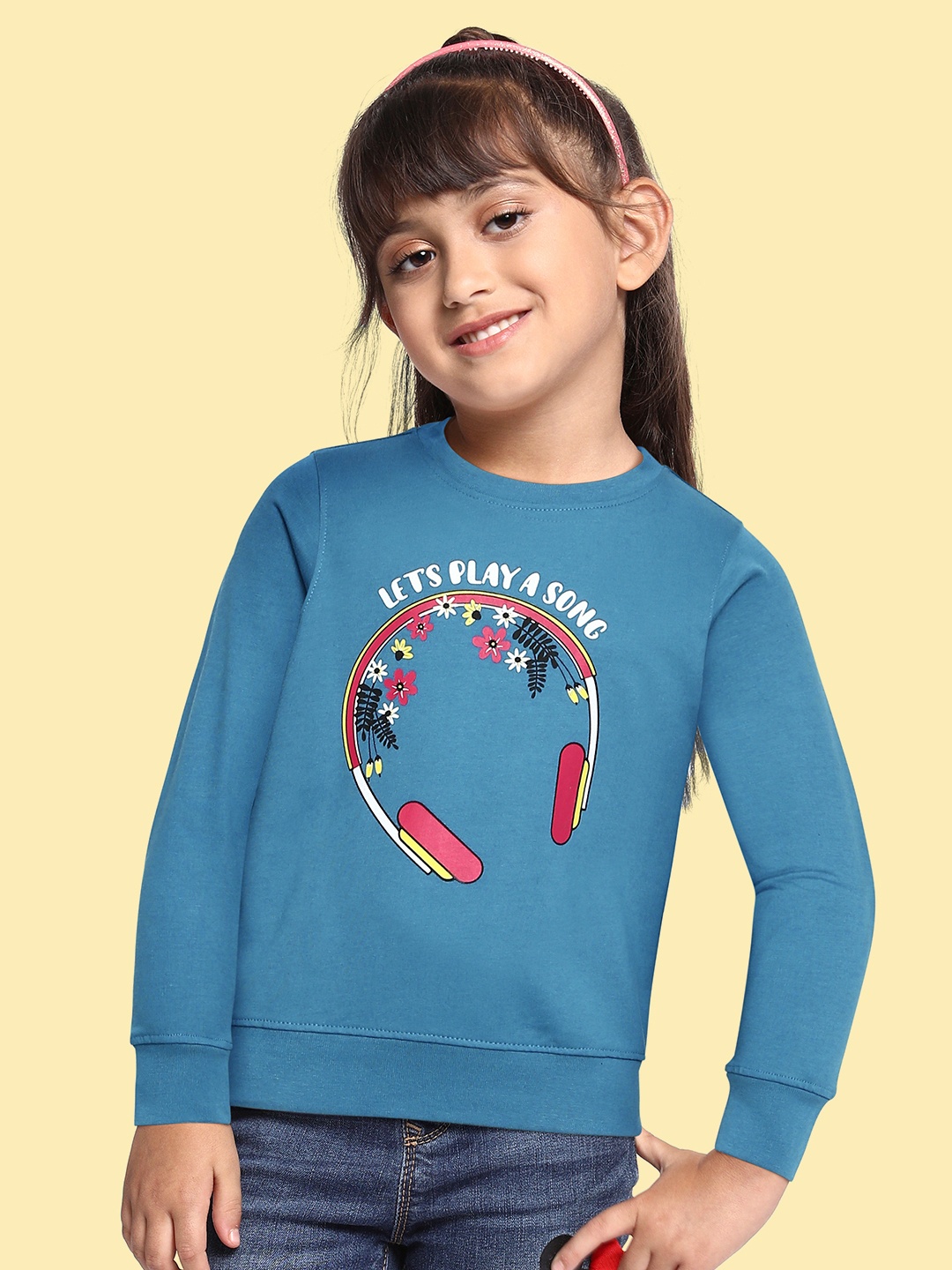 

Miss & Chief Girls Blue Printed Sweatshirt