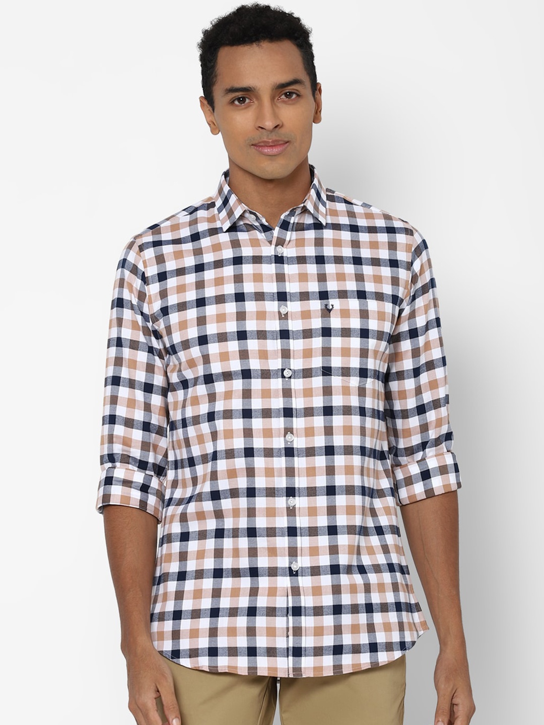 

Allen Solly Men Multicoloured Slim Fit Checked Cotton Casual Shirt, Multi
