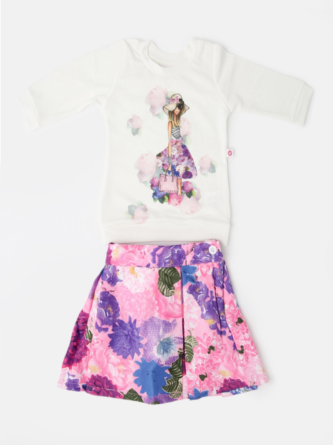 

Peppermint Girls Off-White & Pink Printed Clothing Set