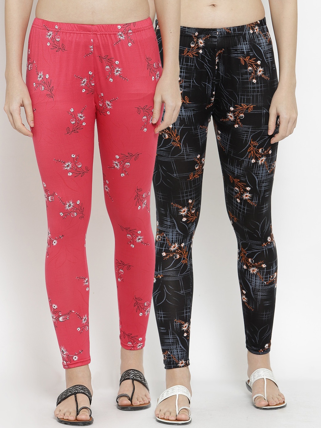

KLOTTHE Women Pack of 2 Printed Ankle-Length Leggings, Red