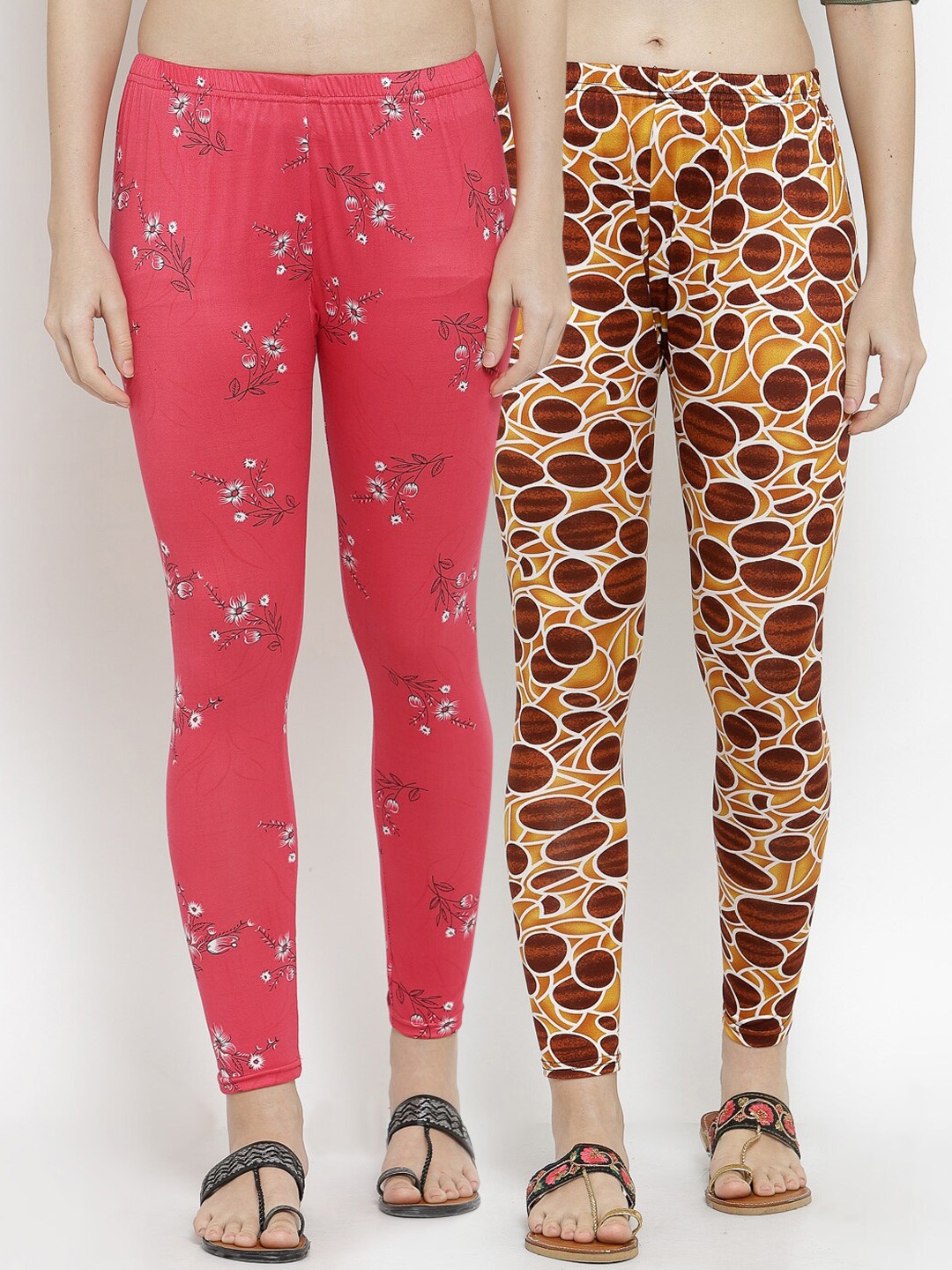 

KLOTTHE Women Pack of 2 Printed Ankle-Length Leggings, Red