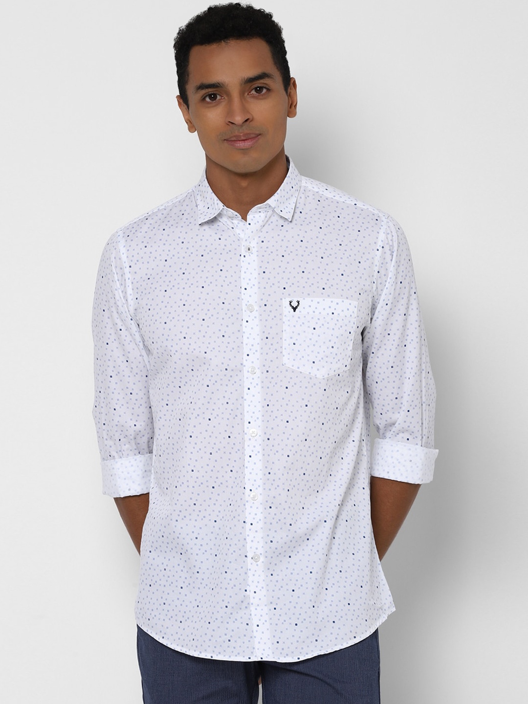 

Allen Solly Men White & Blue Slim Fit Opaque Micro Ditsy Printed Casual Shirt