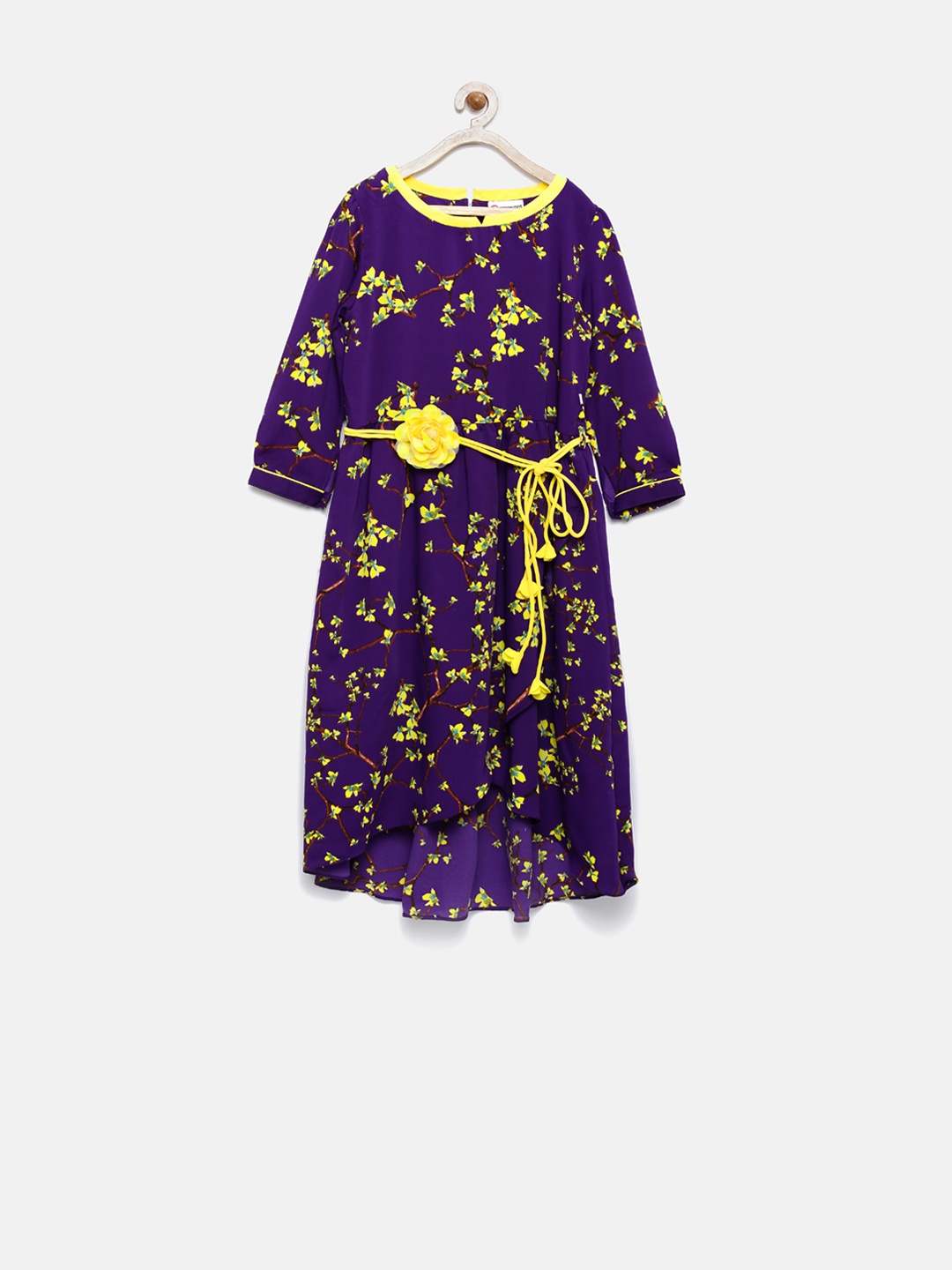 

Peppermint Girls Purple Floral Printed Fit & Flare Dress