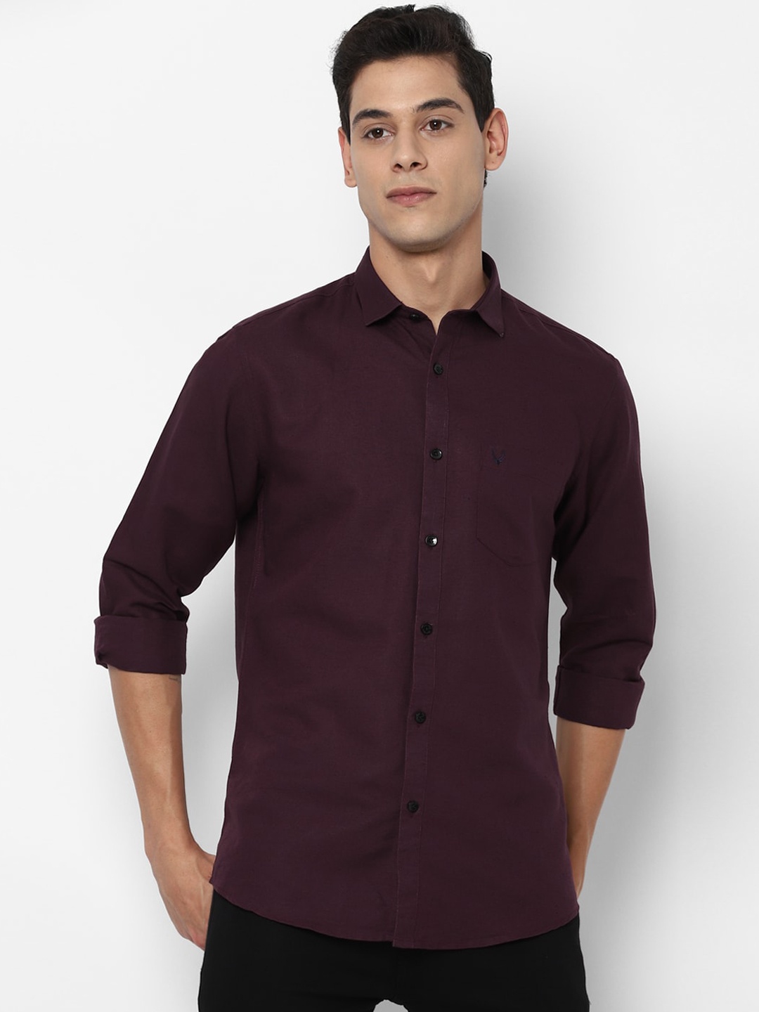 

Allen Solly Men Maroon Slim Fit Opaque Cotton Casual Shirt