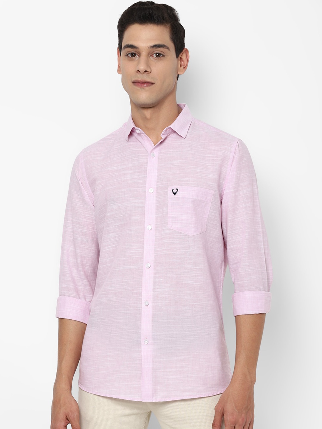 

Allen Solly Men Pink Slim Fit Textured Opaque Casual Shirt