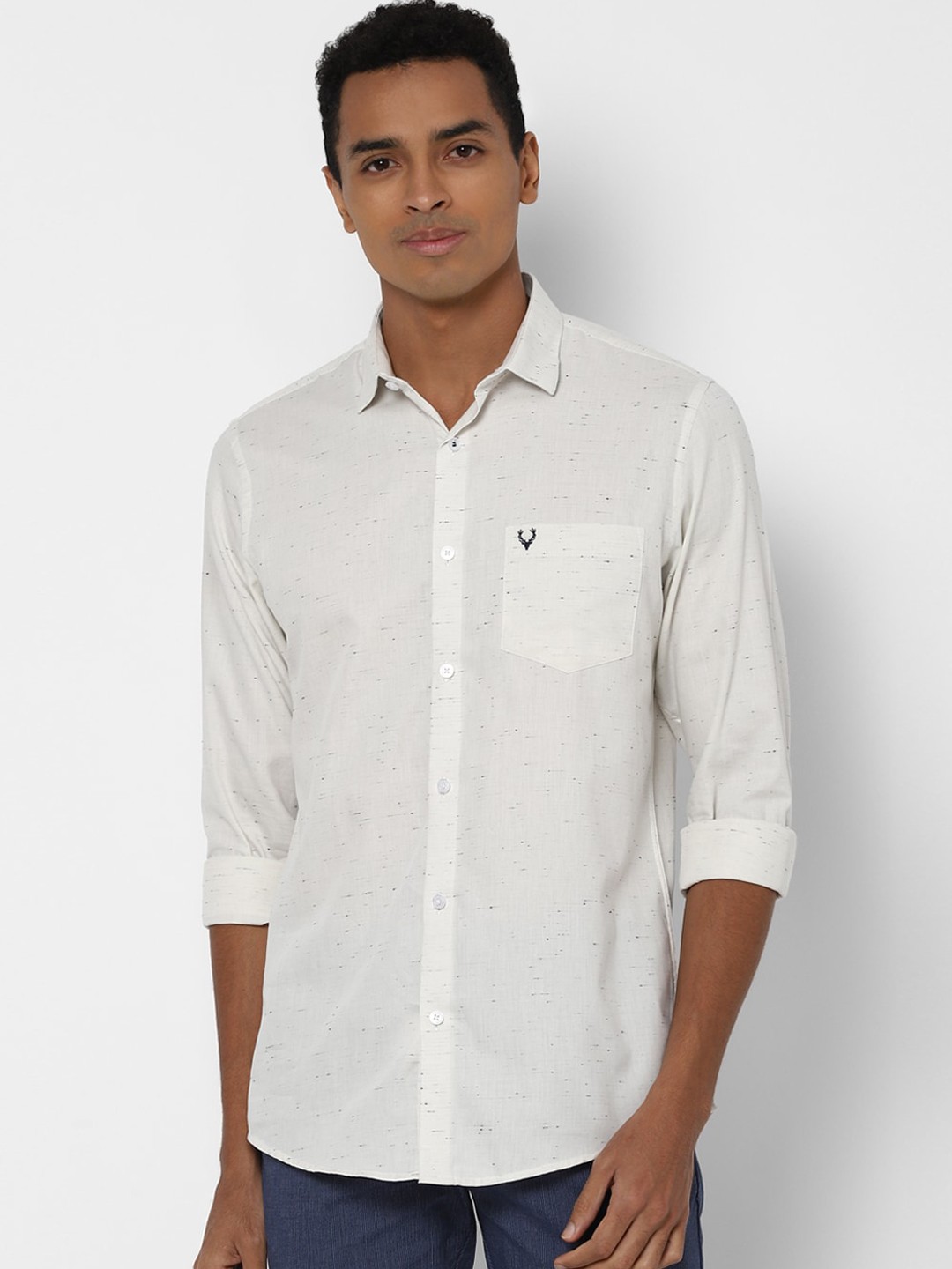 

Allen Solly Men Cream-Coloured Slim Fit Opaque Casual Shirt