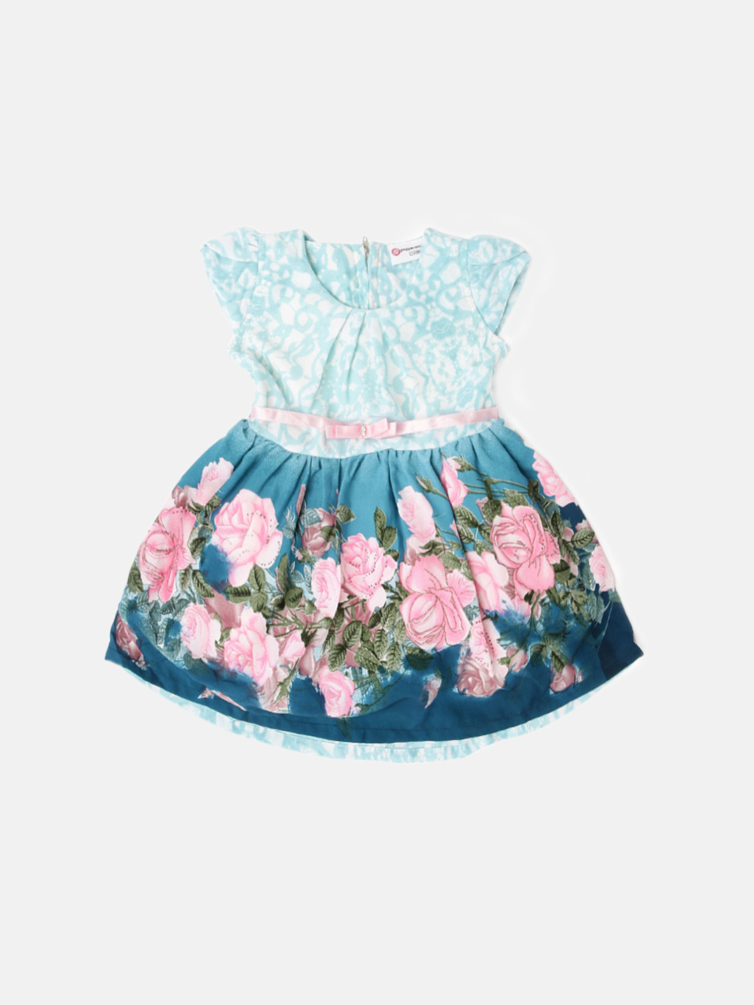 

Peppermint Girls Blue & Pink Floral Print Fit & Flare Dress