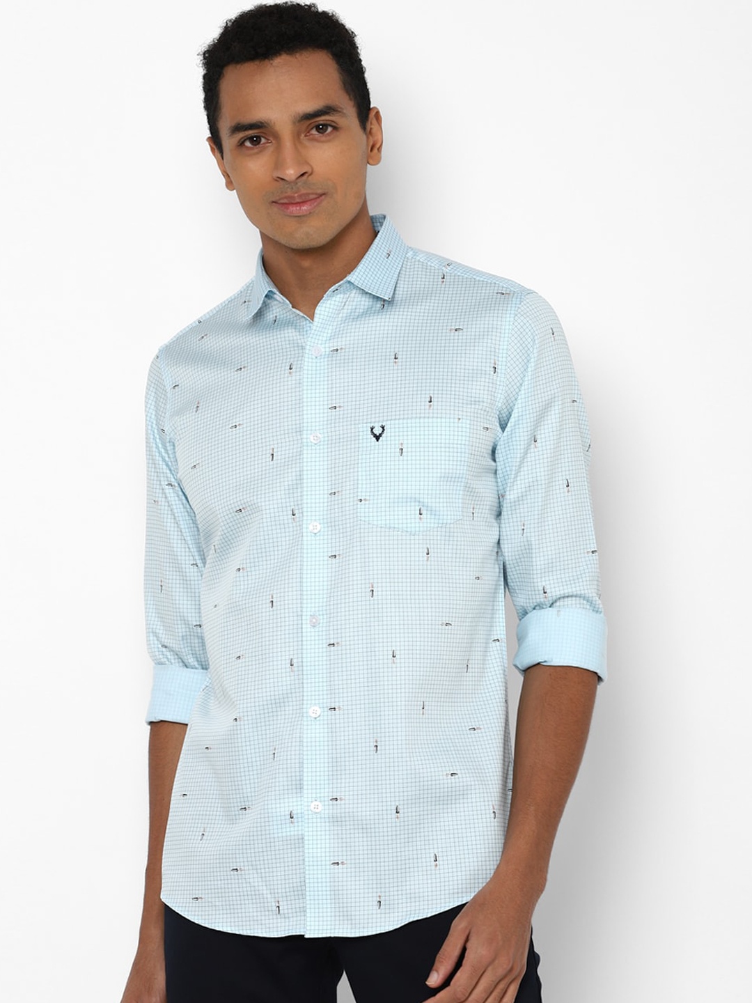 

Allen Solly Men Blue & Black Slim Fit Opaque Printed Cotton Casual Shirt