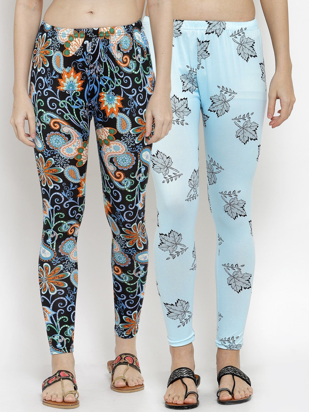 

KLOTTHE Women Pack of 2 Printed Ankle-Length Leggings, Blue