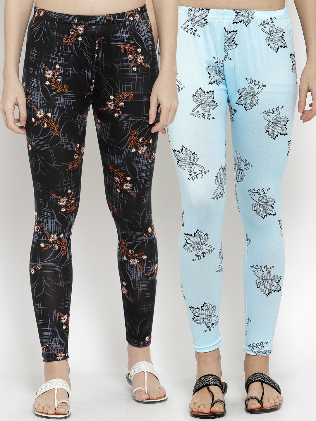 

KLOTTHE Women Pack of 2 Printed Ankle-Length Leggings, Blue