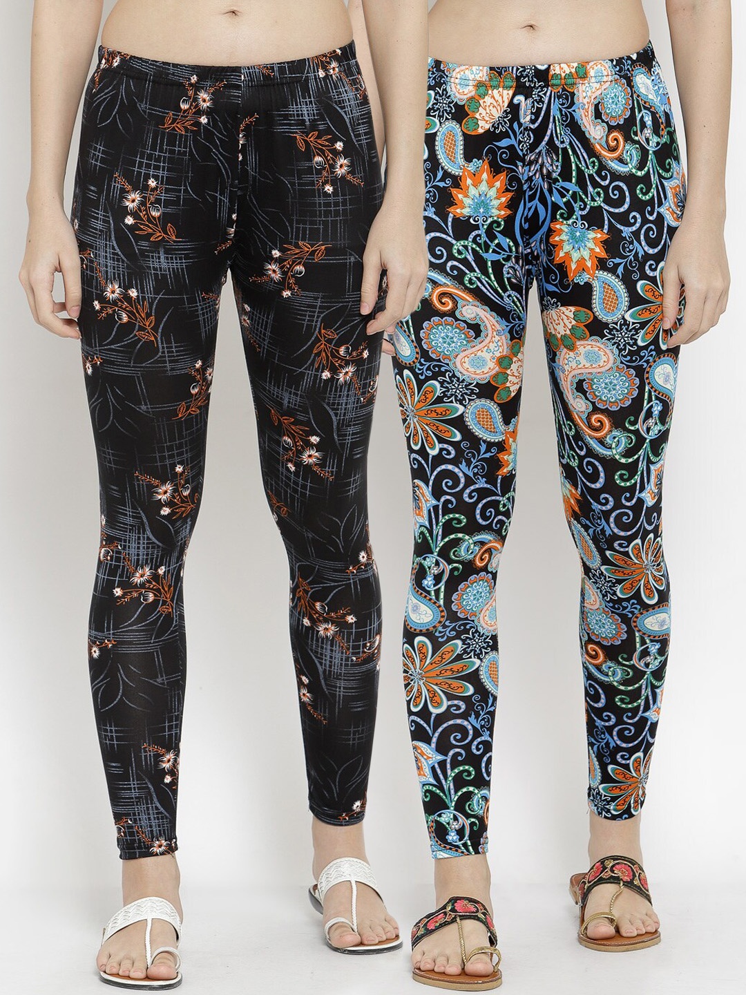 

KLOTTHE Women Pack of 2 Printed Ankle-Length Leggings, Black