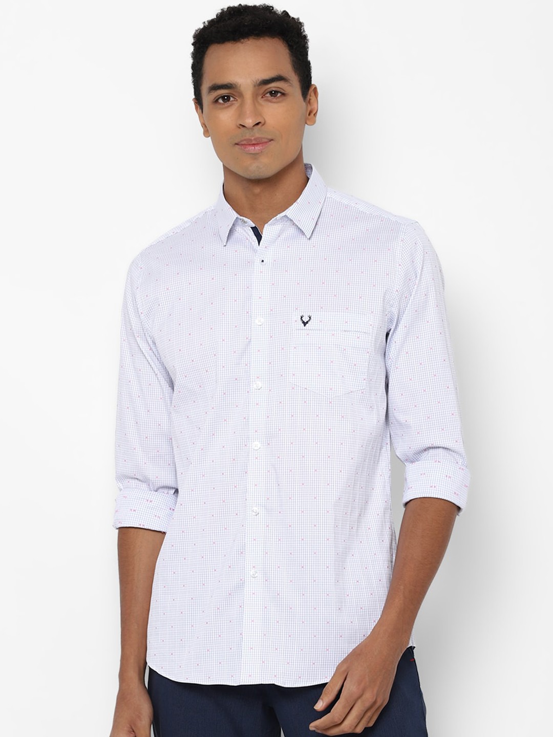 

Allen Solly Men White Slim Fit Micro Checks Opaque Printed Casual Shirt