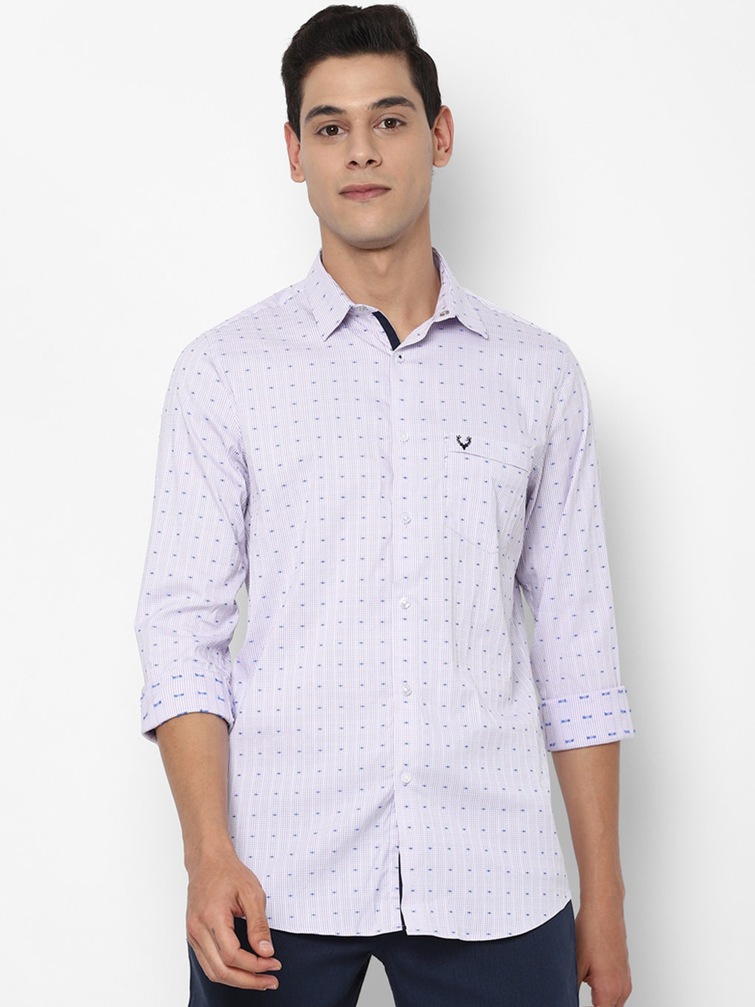 

Allen Solly Men Purple Slim Fit Opaque Printed Casual Shirt