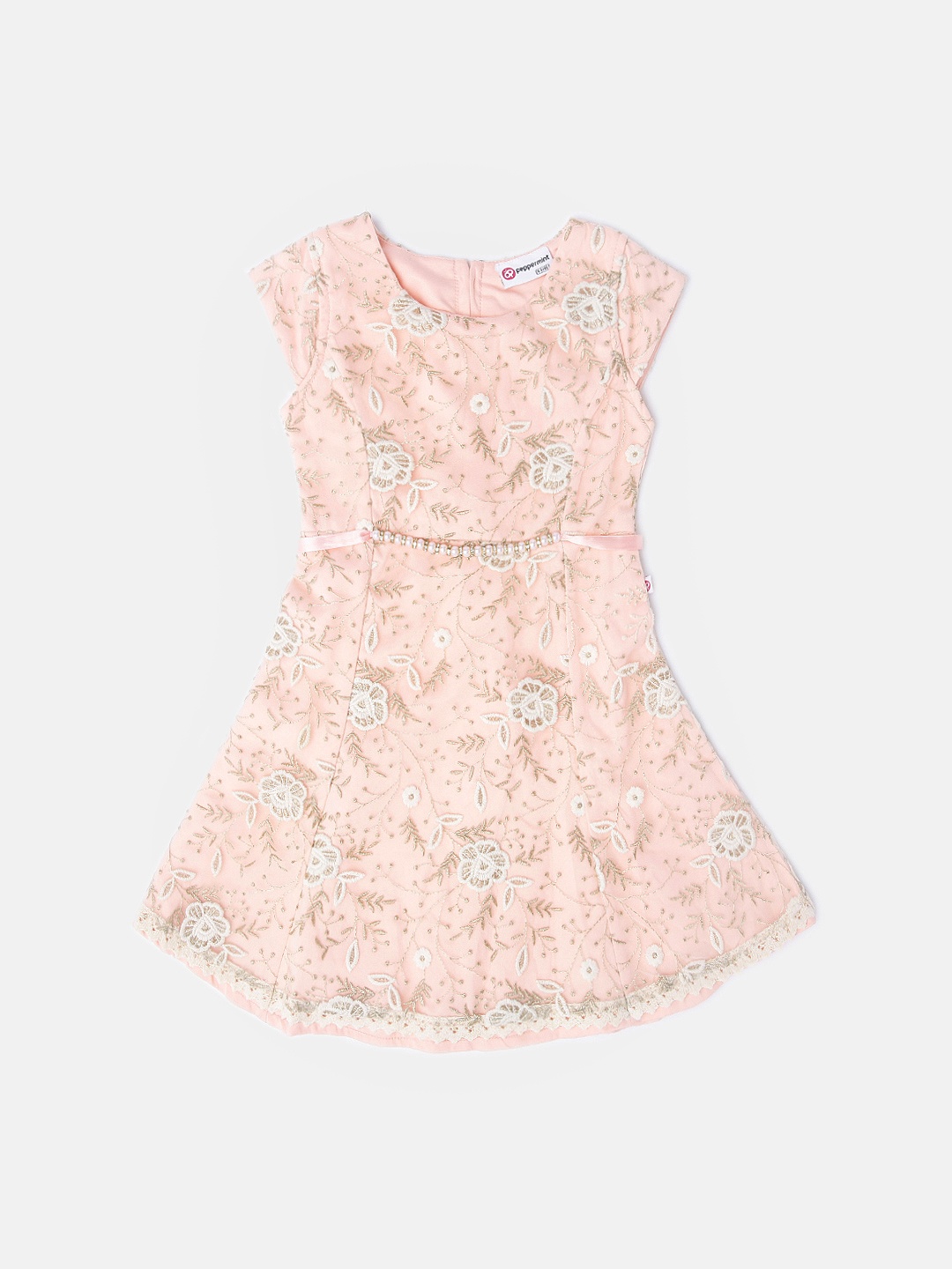 

Peppermint Girls Pink Embroidered A-Line Dress