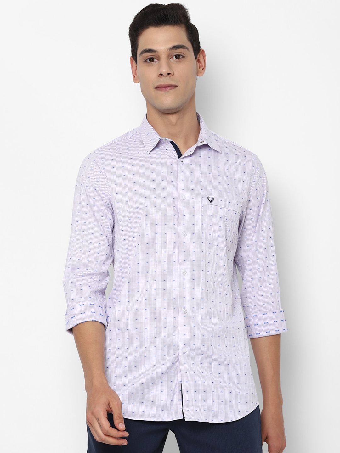 

Allen Solly Men Purple Slim Fit Opaque Printed Casual Shirt