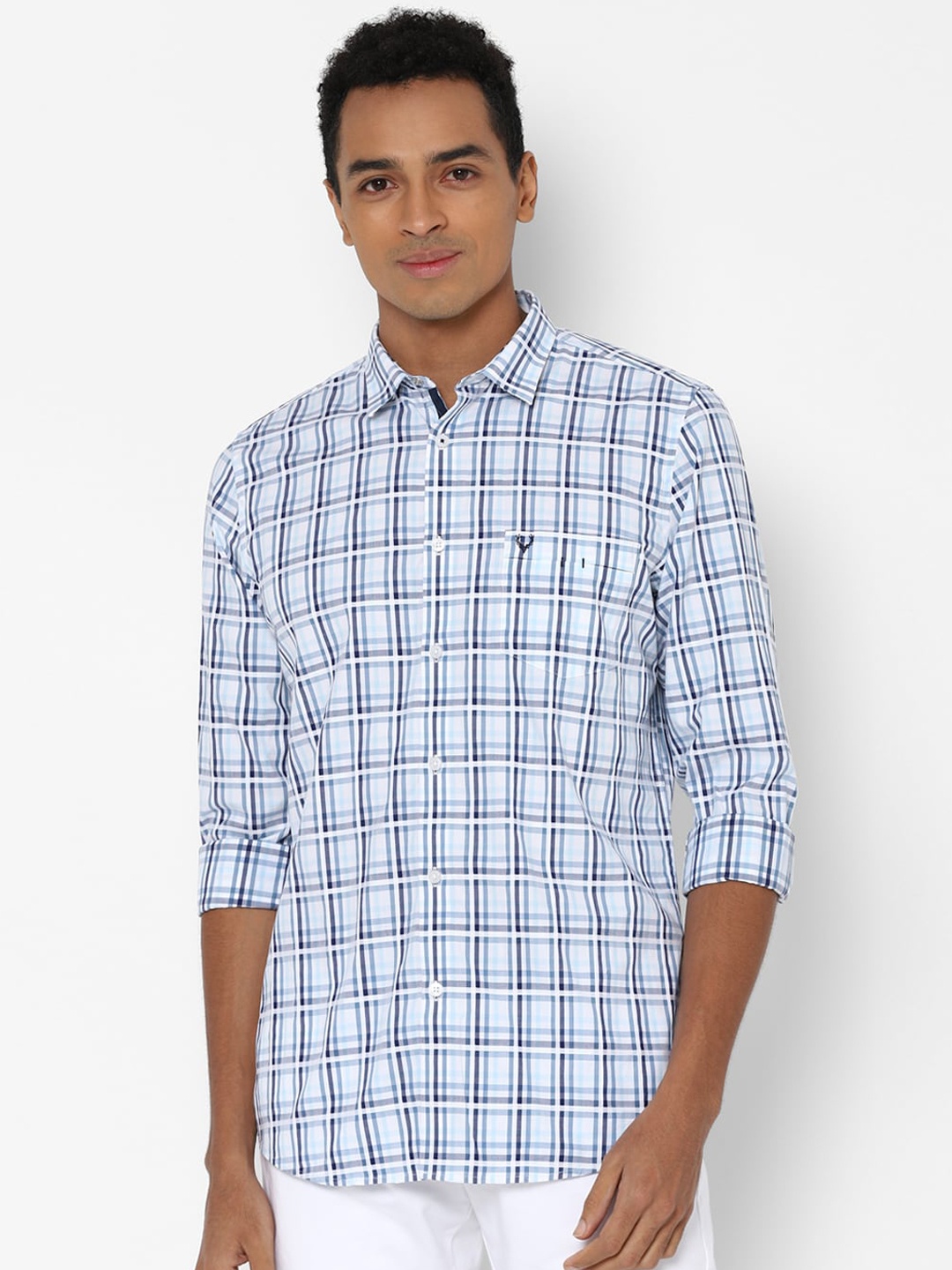 

Allen Solly Men Blue Slim Fit Opaque Checked Casual Shirt