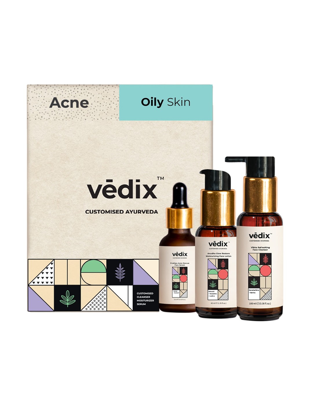 

VEDIX Women Customized Acne Control Skin Regimen For Oily Skin, Transparent