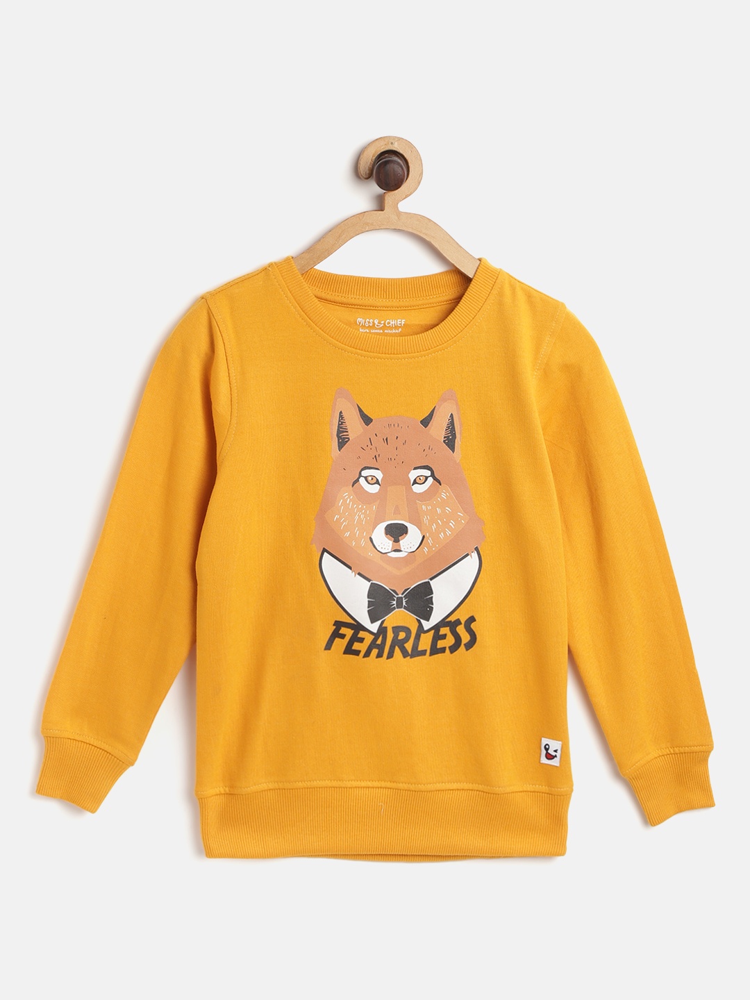 

Miss & Chief Boys Mustard Yellow & Brown Wolf Print Sweatshirt