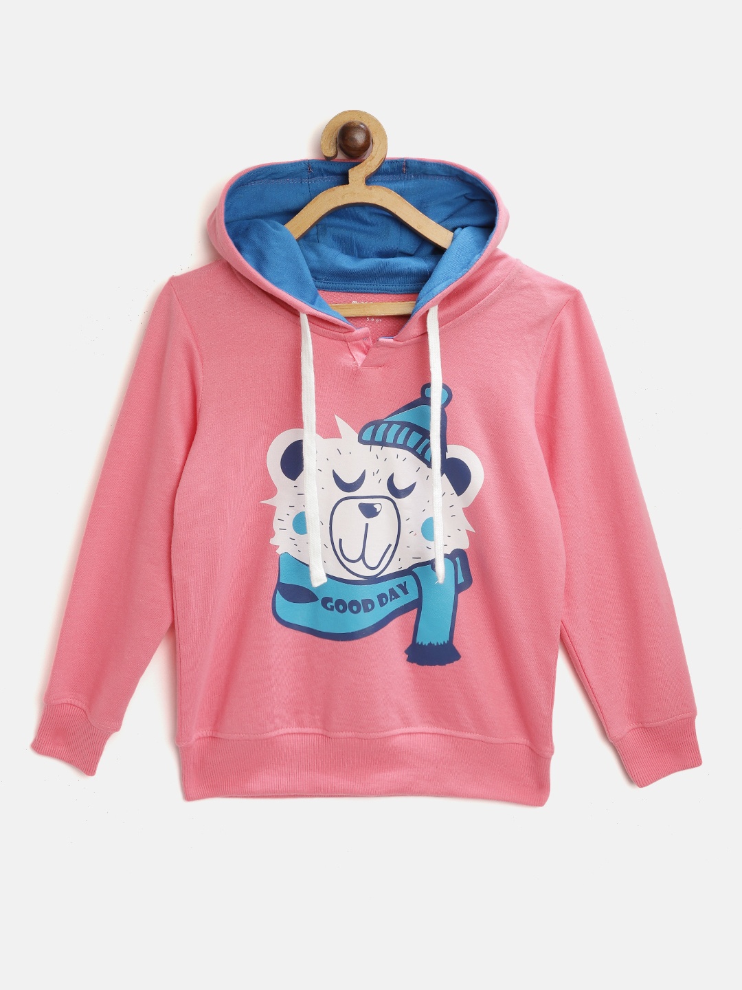 

Miss & Chief Girls Pink Printed Hooded Sweatshirt