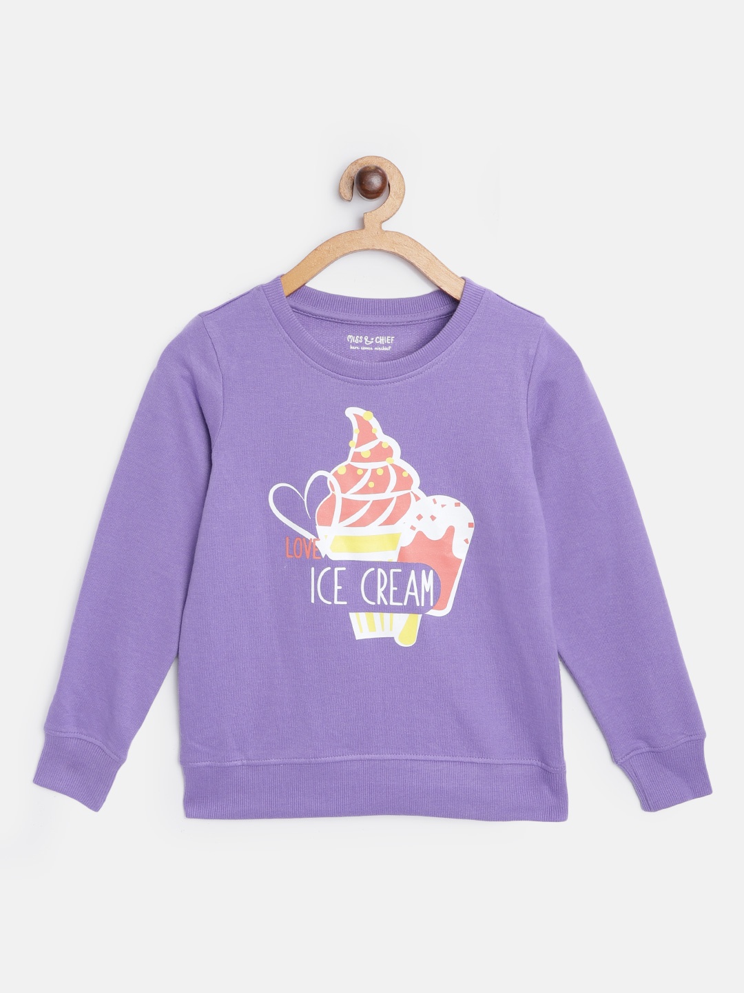 

Miss & Chief Girls Purple Printed Sweatshirt