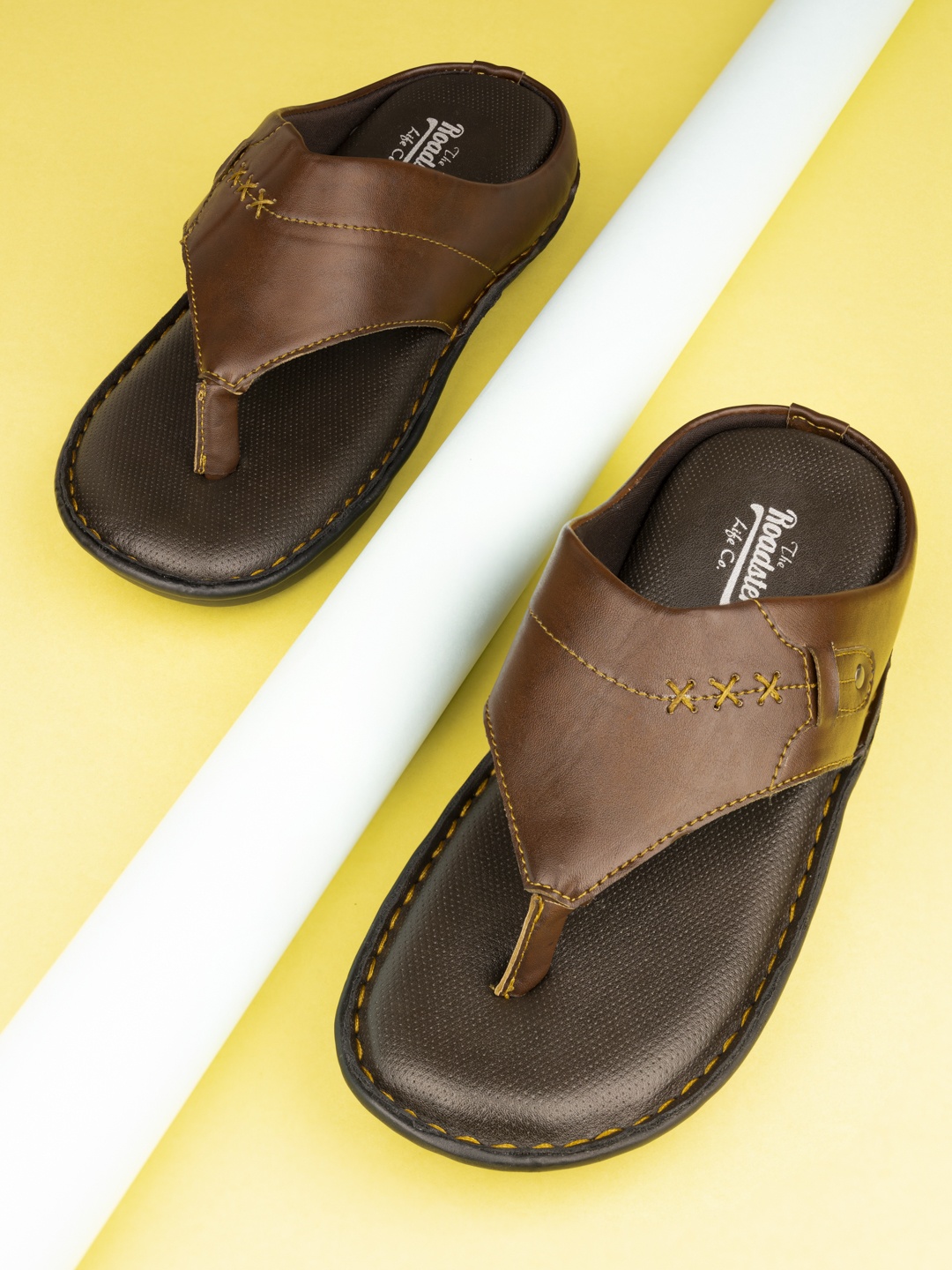 Roadster Men Brown Synthetic Leather Comfort Sandals