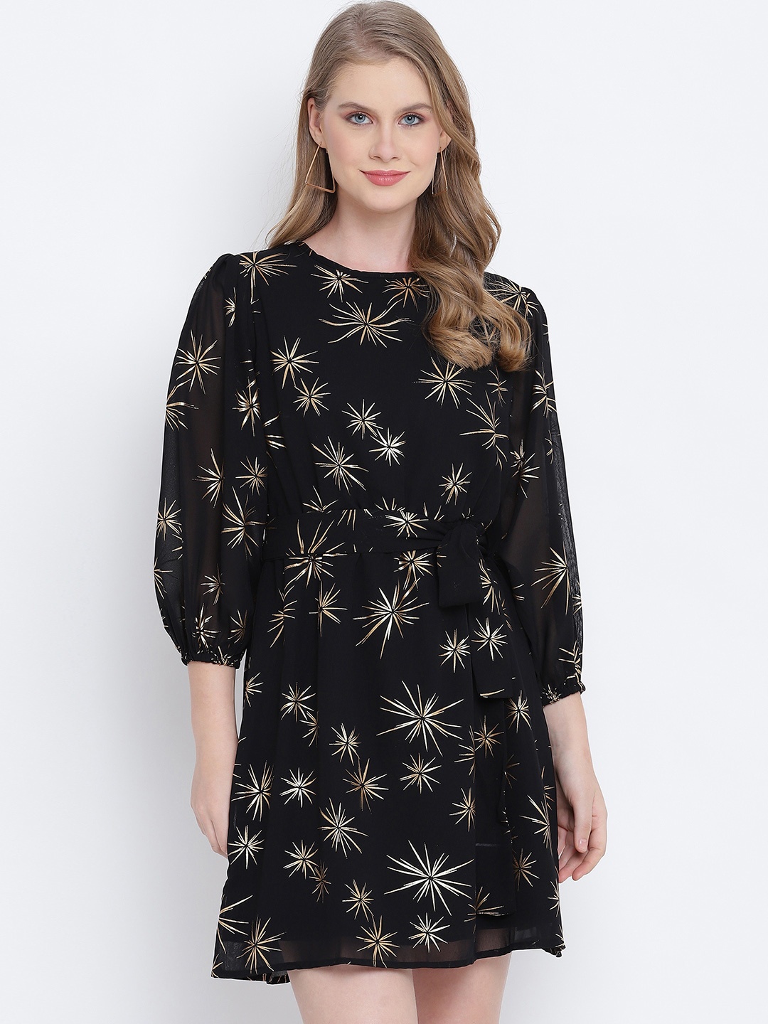 

Oxolloxo Black & Off White Printed Dress