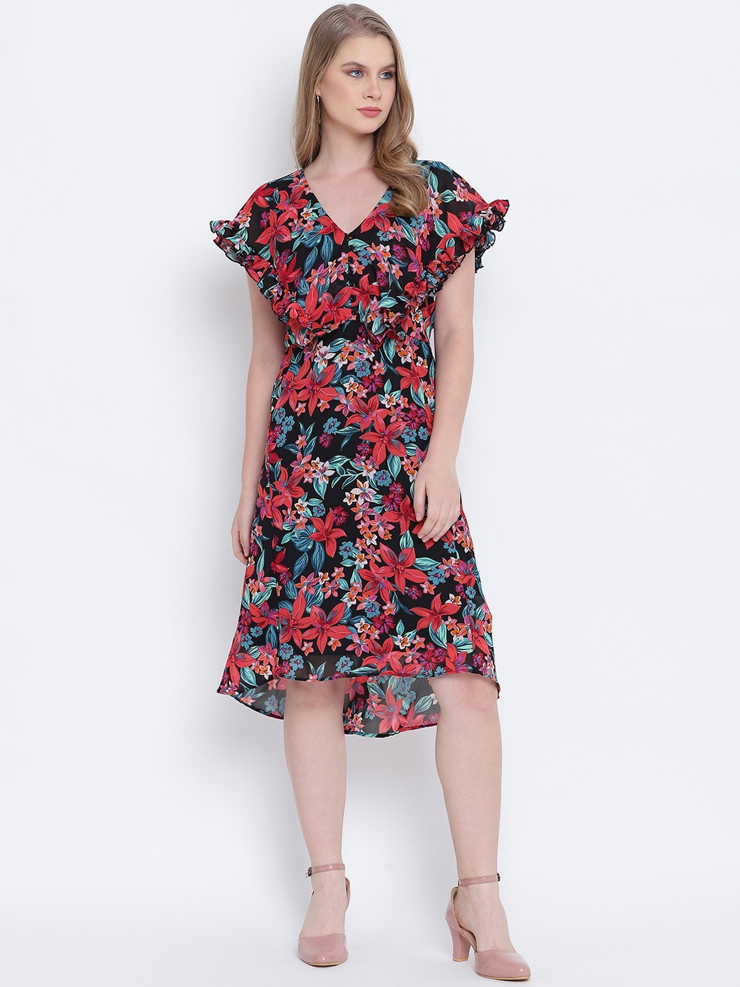 

Oxolloxo Black & Red Floral Satin Dress