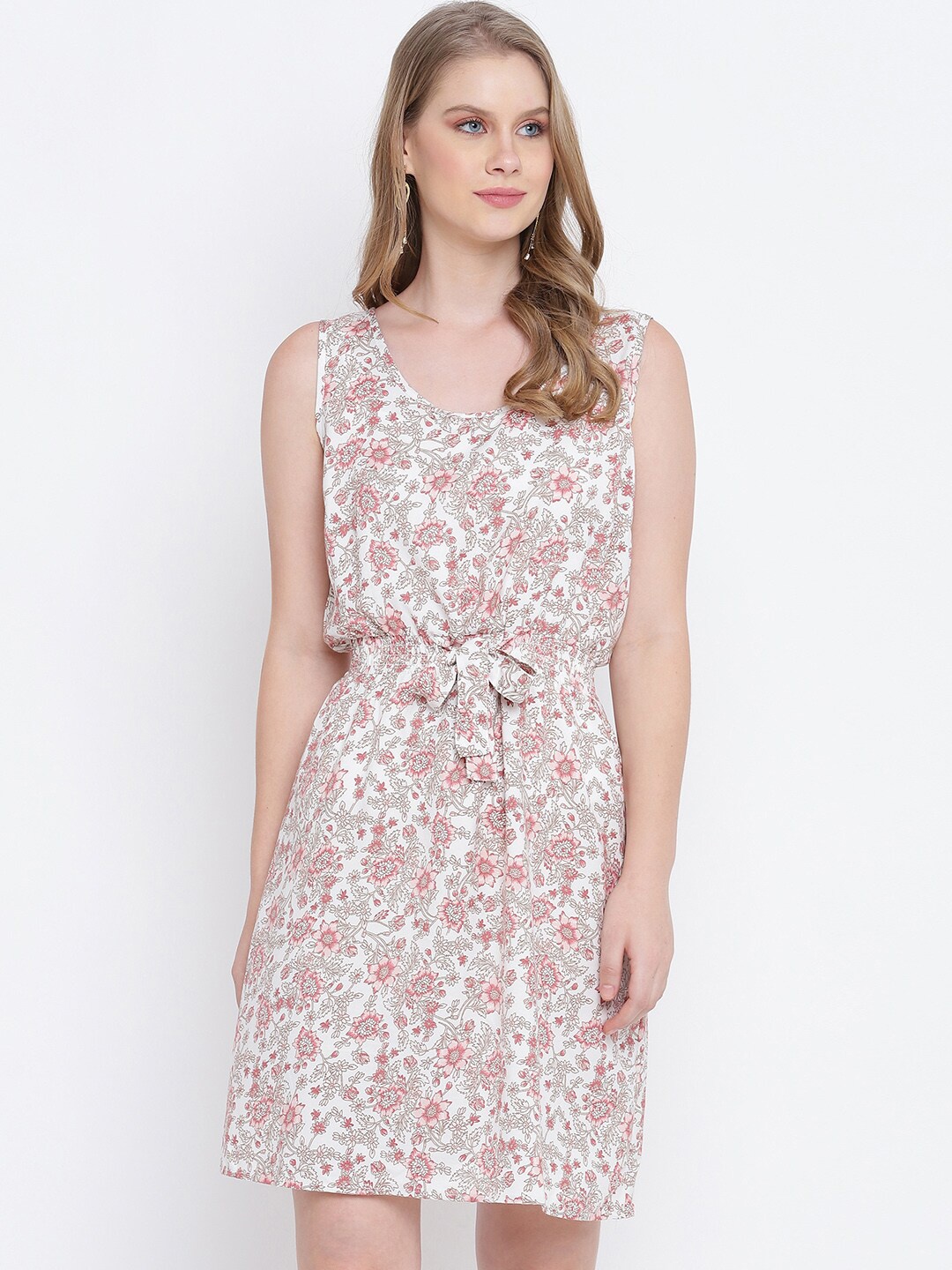 

Oxolloxo Peach-Coloured & Grey Floral Satin Dress