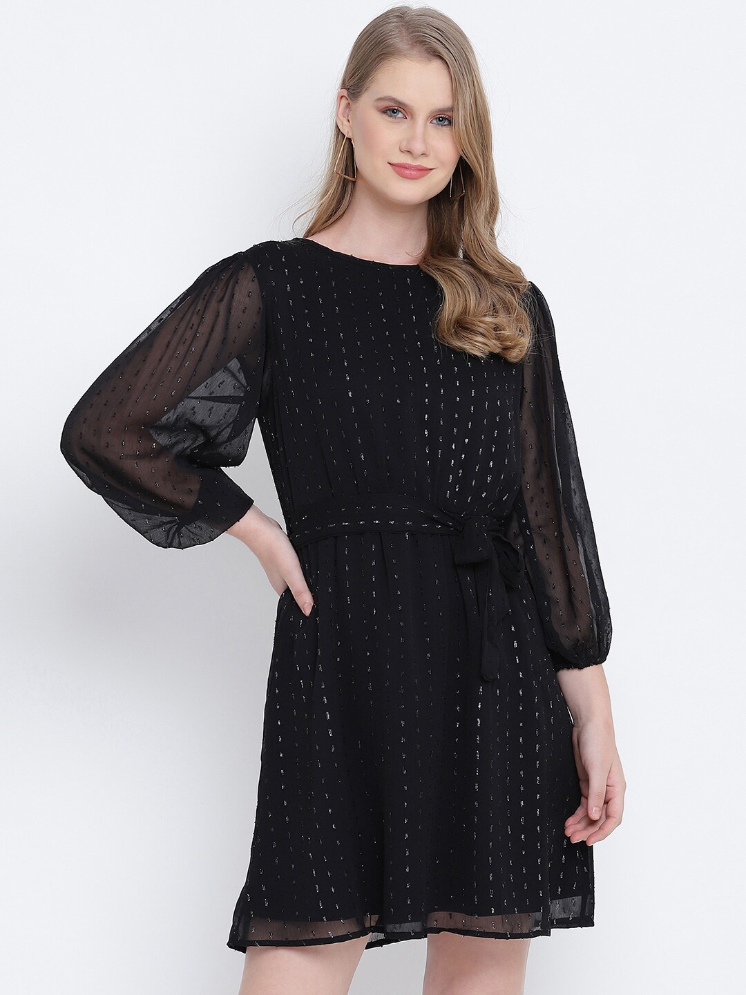 

Oxolloxo Black Satin A-Line Dress