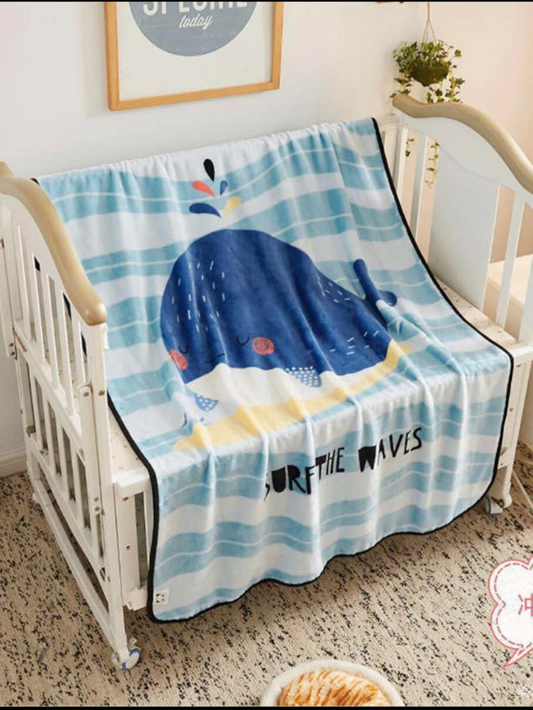 

Butterthief Blue & White Cartoon Characters AC Room 233 GSM Single Bed Blanket