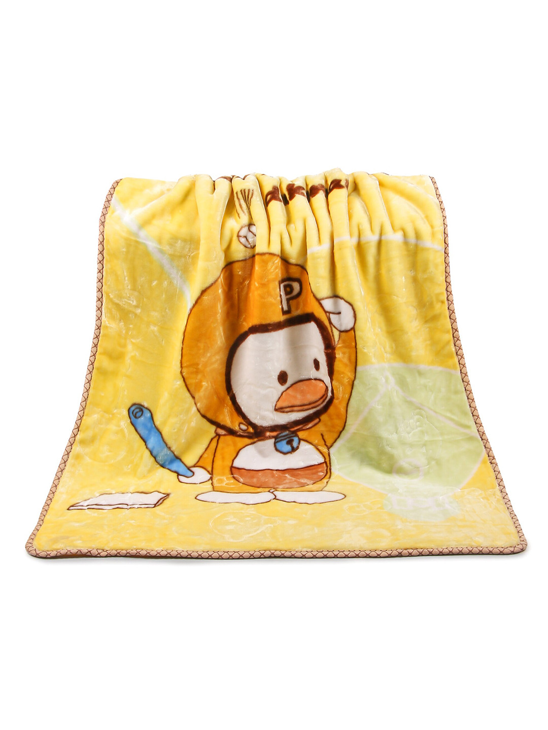 

Butterthief Kids Yellow Cartoon Characters Mink Mild Winter 550 GSM Single Bed Blanket
