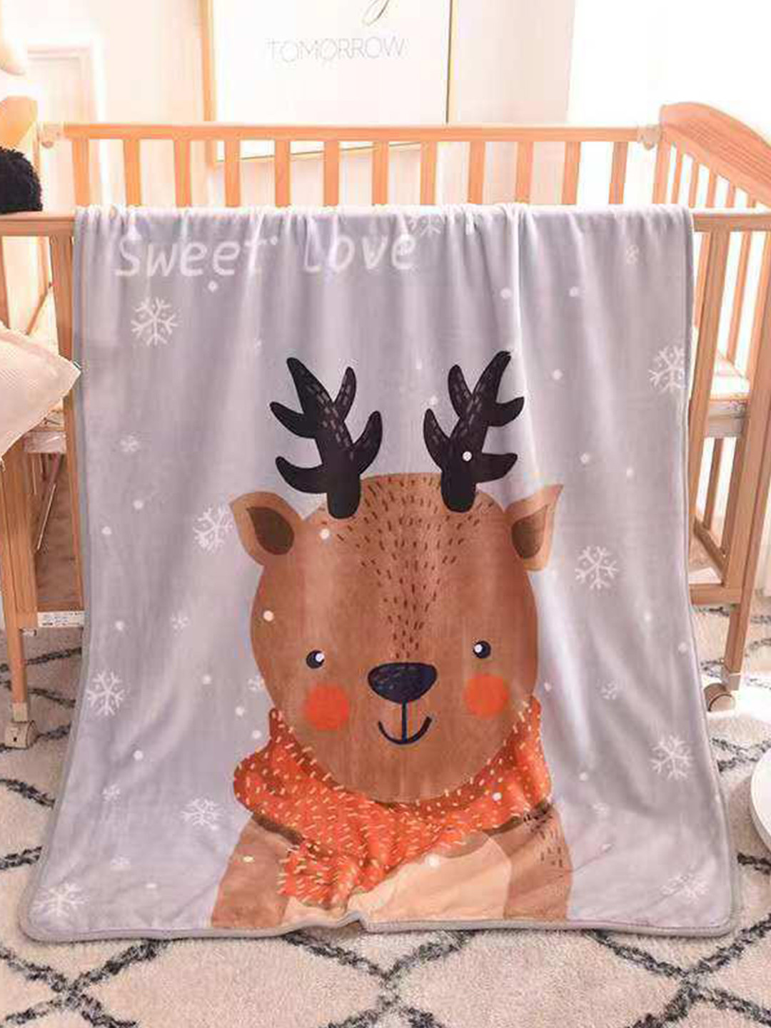 

Butterthief Kids Grey & Brown Cartoon Characters AC Room 233 GSM Single Bed Blanket